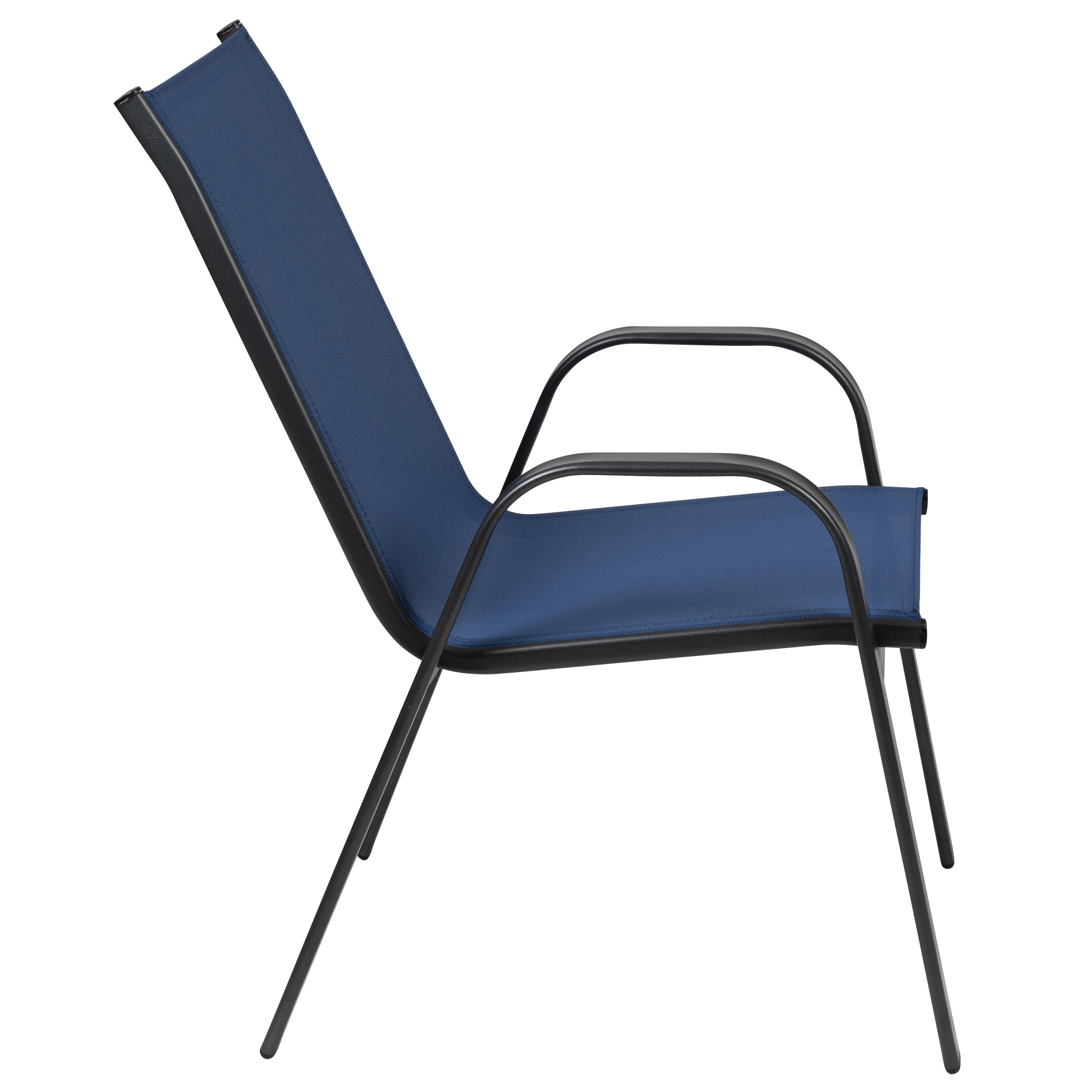 BizChair 5 Pack Black Outdoor Stack Chair with Flex Comfort Material and Metal Frame - Image 52