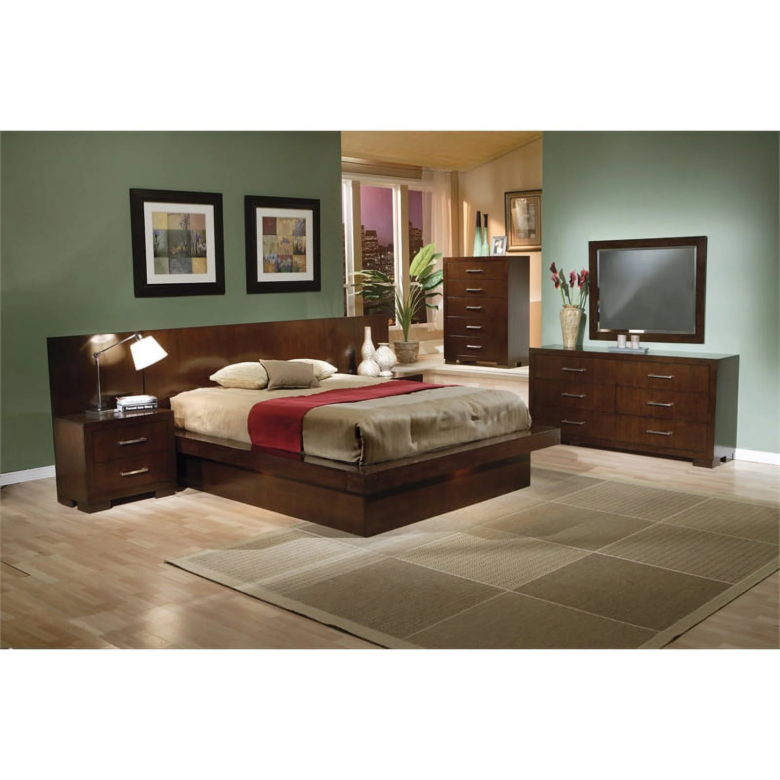 Jessica Bedroom Set with Nightstand Panels Cappuccino - Image 2