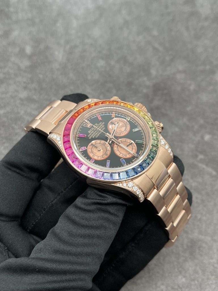 Rolex Custom Daytona Rainbow M116595R 18K Solid Gold And Gemstones 40mm - Elite Watch Atelier
