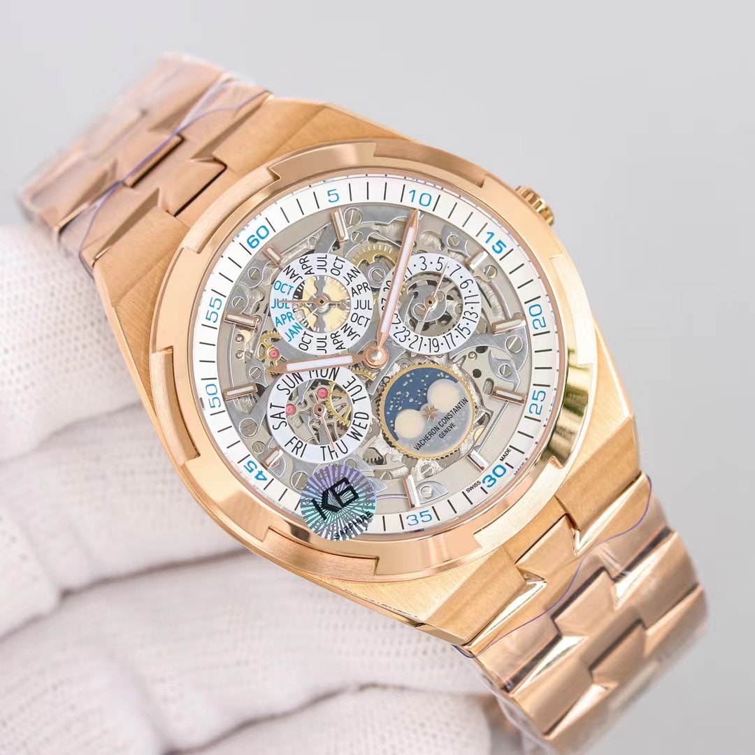 Fake Vacheron Constantin Replica Watch Overseas perpetual calendar ultra-thin skeleton Boutique Exclusive 41.5 MM PINK GOLD 4300V/220R-B547(1:1 replica) - Top club