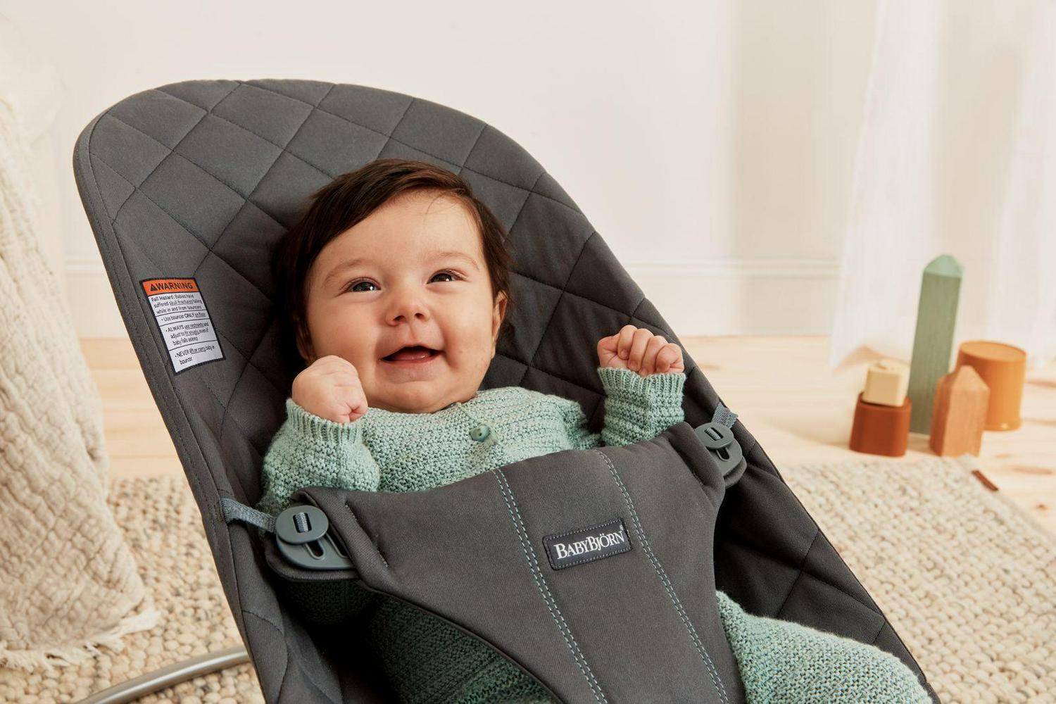 BabyBjorn Bouncer Bliss Baby Bouncers with Cotton. Classic Quilt. Anthracite - Image 3