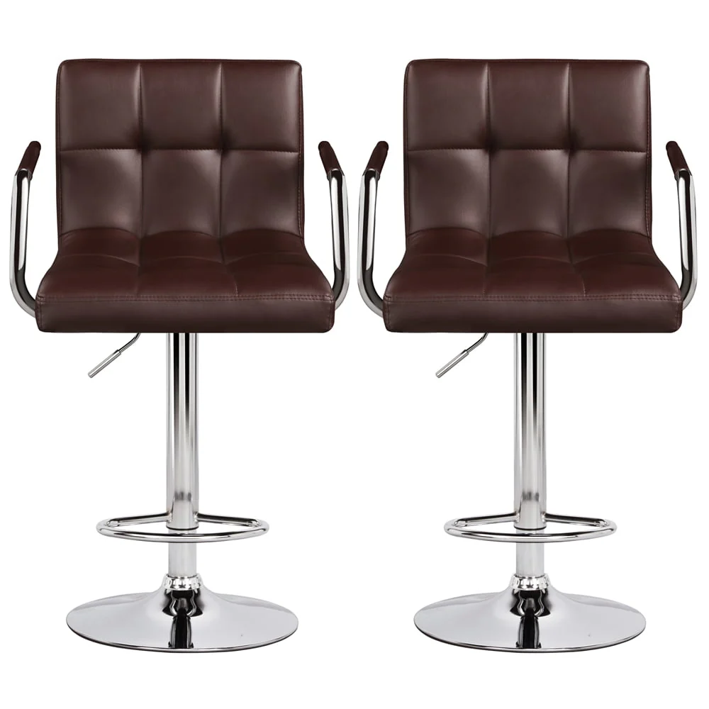 Yaheetech 2pcs PU Leather Adjustable Bar Stools for Dining Room, Black - Image 6