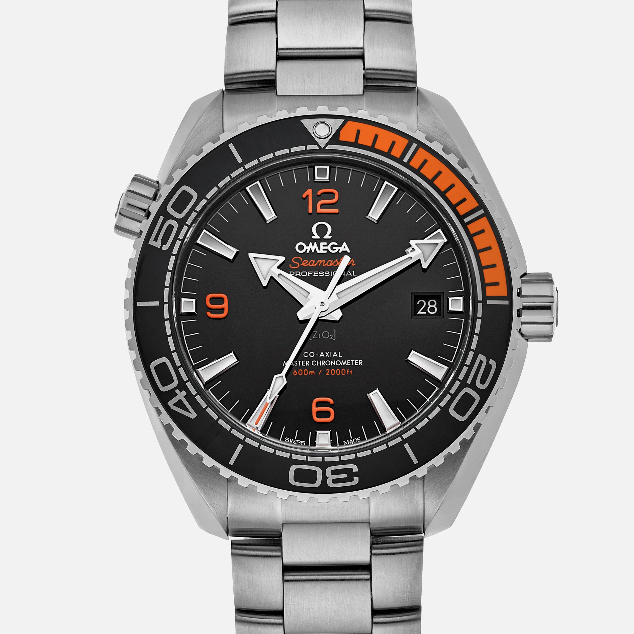 Seamaster Planet Ocean 600M Co-Axial Master Chronometer 43.5mm Black Dial With Orange Accents On Bracelet(1:1 replica) - Top club