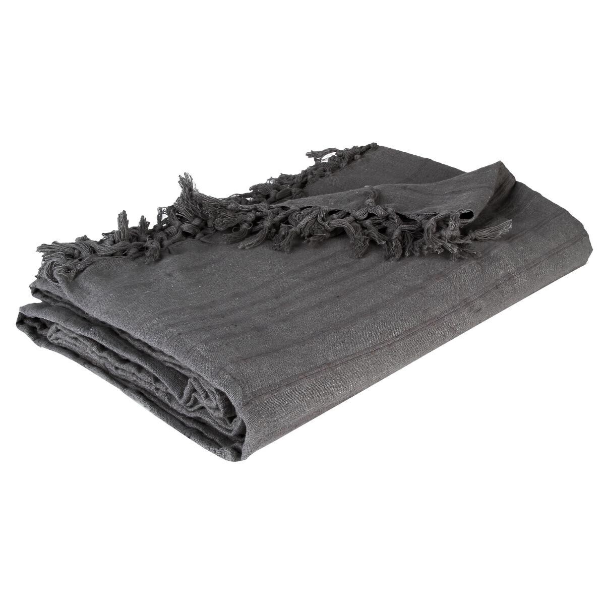 Printed bed throw, cotton Grey, 160x220 cm