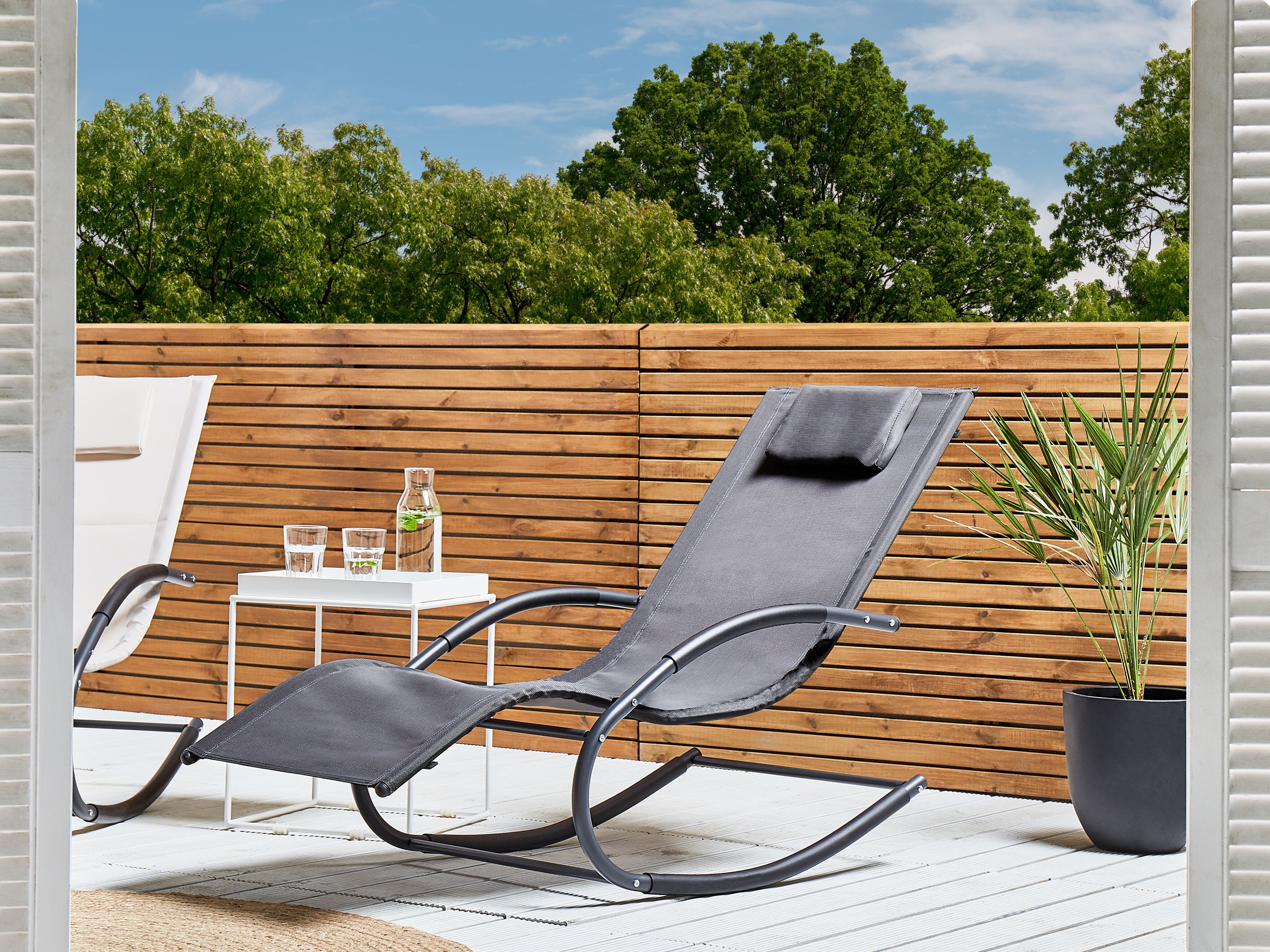 Rocking Sun Lounger CARANO II Metal Grey