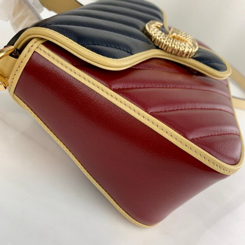 Replica Gucci Gg Marmont Mini Bag 583571 Blue And Red Leather1:1High-quality replica