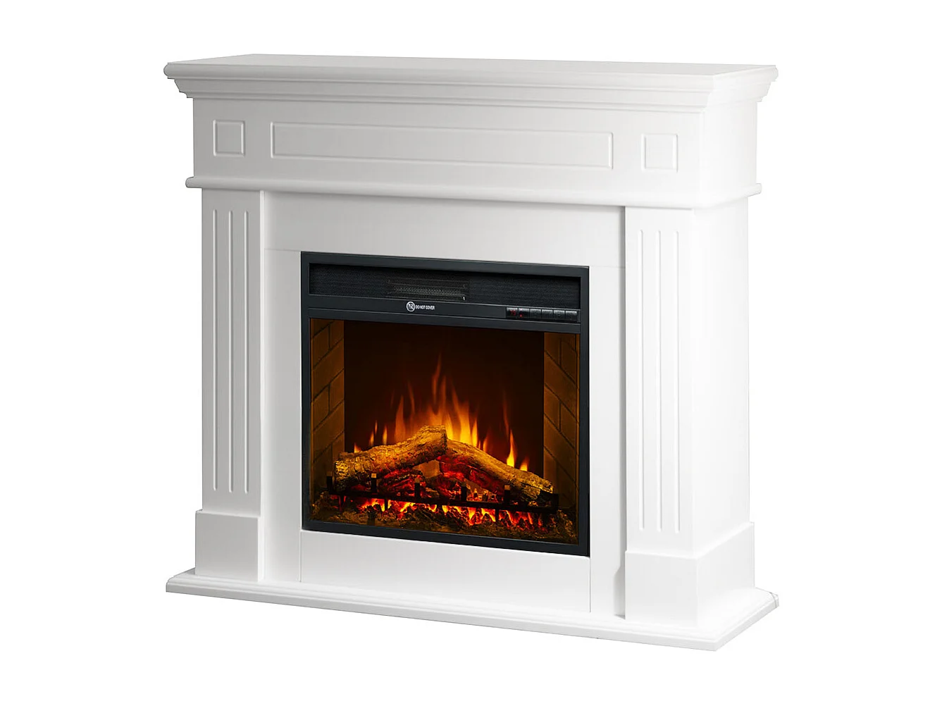 Cheminée électrique CAMBRIDGE, sur pied, en bois blanc, 110x25x95 cm (hauteur)