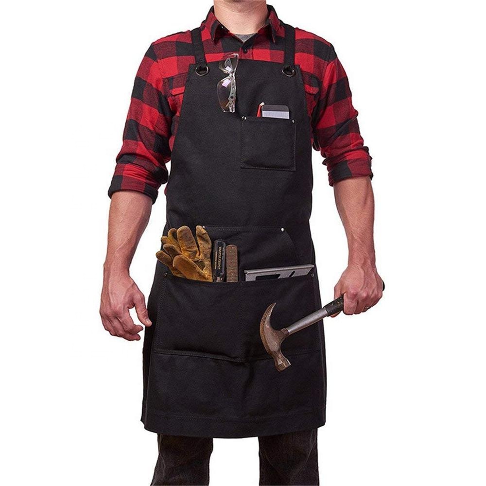 Easy Wearing Cross Back Tool Pocket Cotton Heavy Duty Durable Unisex Denim Work Painting Apron