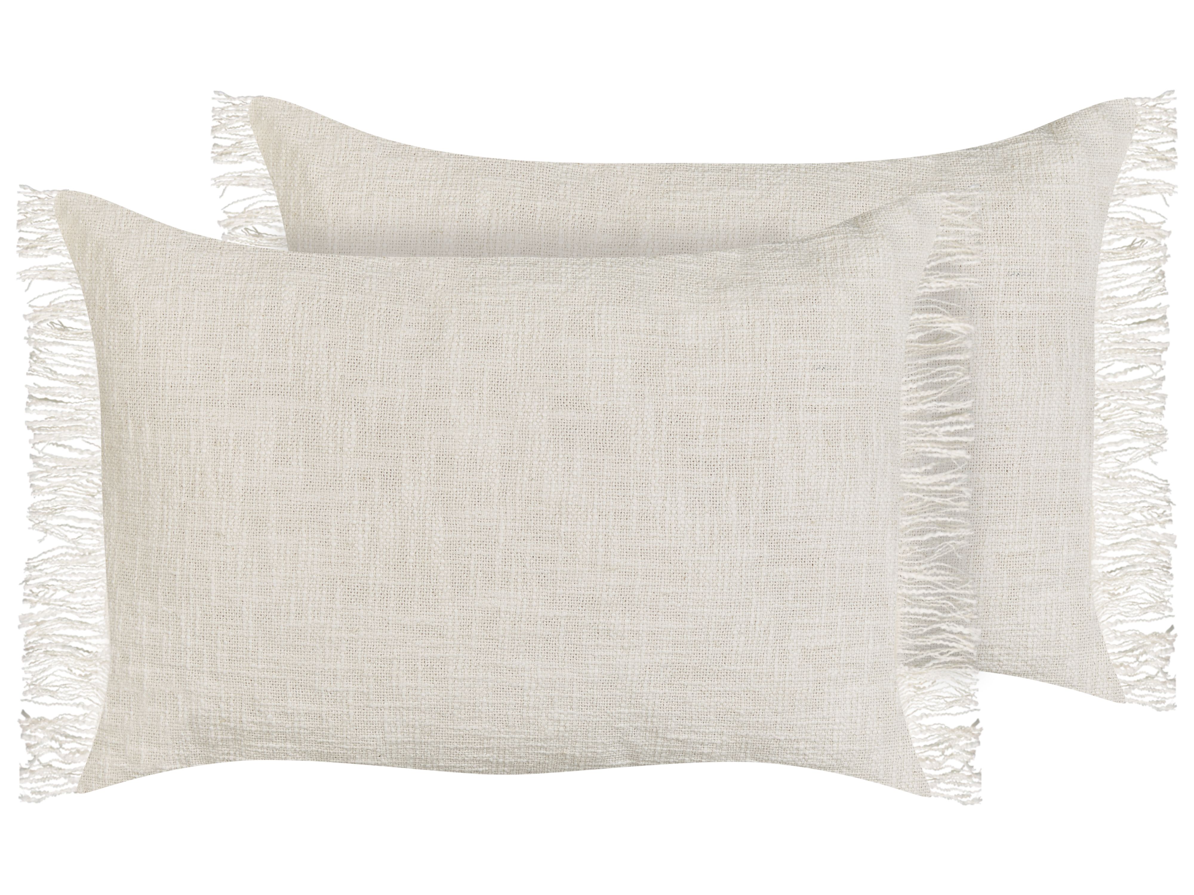 Set of 2 Decorative Cushions MABA Cotton 50 x 35 cm Off-White Solid