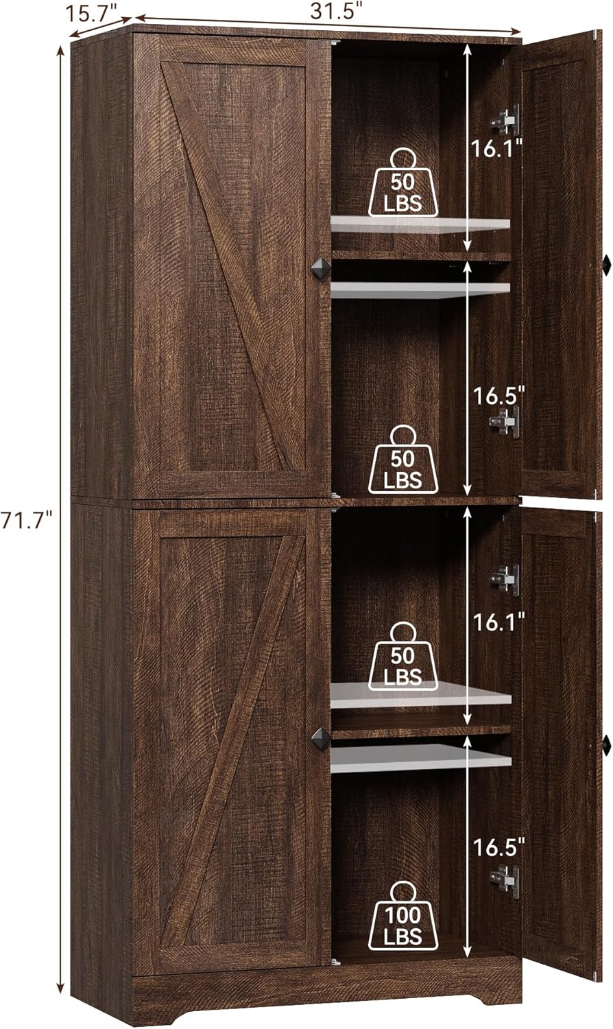 LYNSOM Farmhouse Storage Cabinet Set of 2, 72