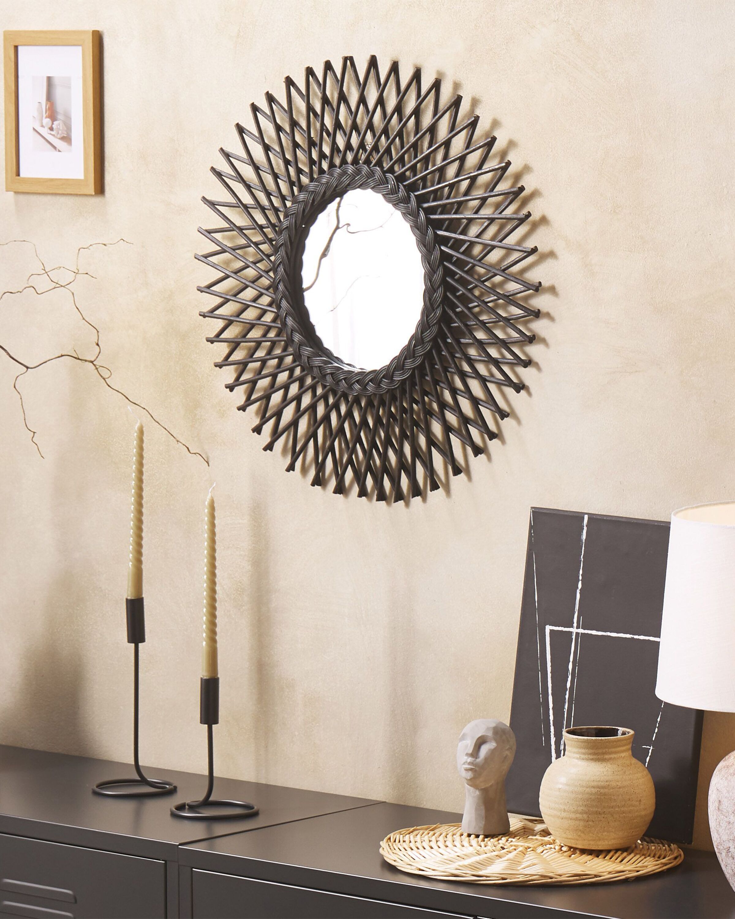 Wall Mirror TAGOLU 60 cm 60 cm Rattan Black