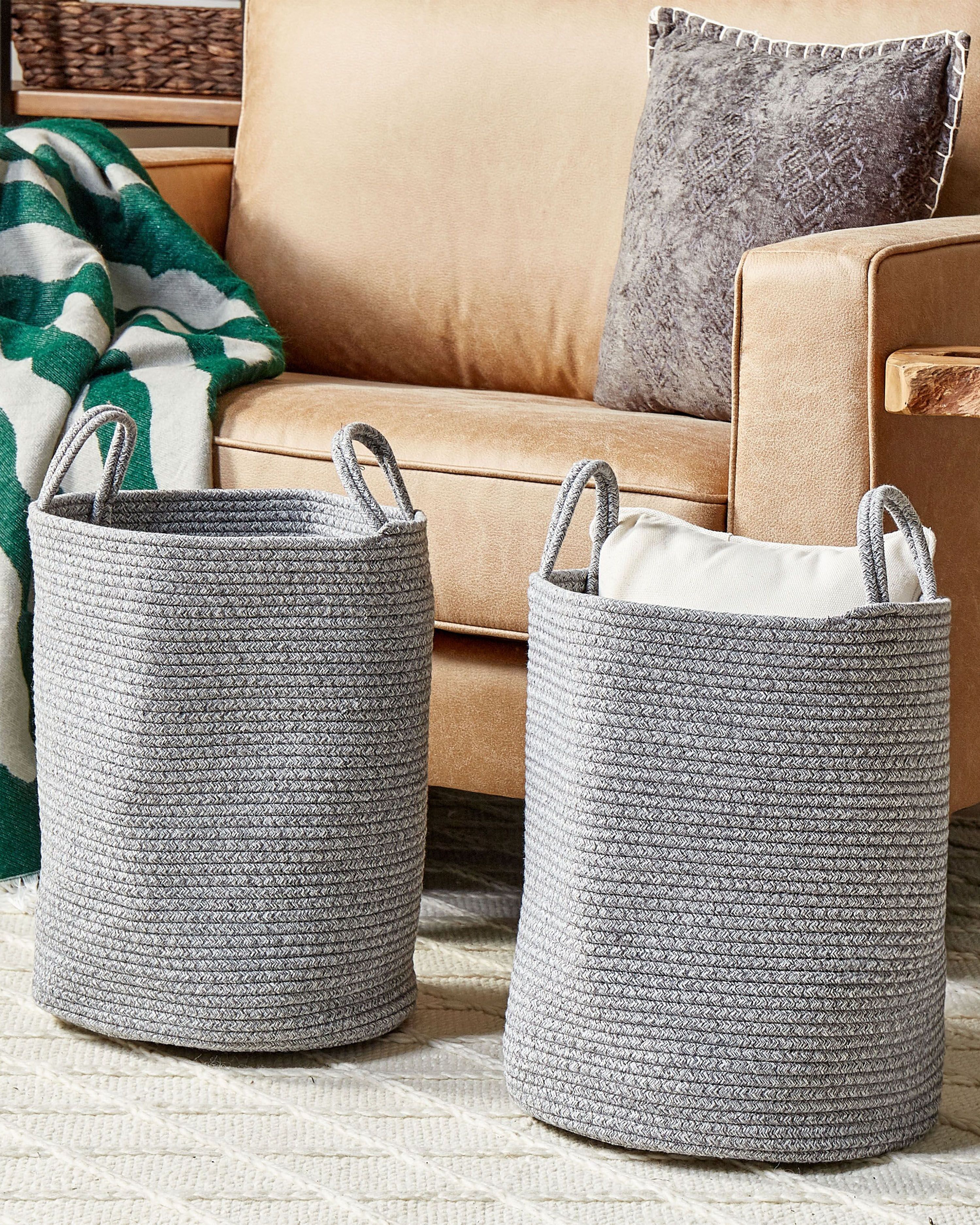 Set of 2 Baskets SARYK Cotton Grey