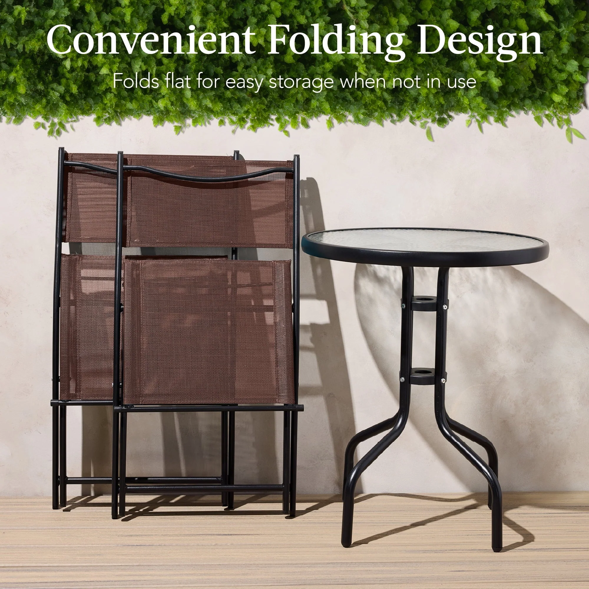 Best Choice Products 3-Piece Patio Bistro Dining Set With Glass Tabletop And Folding Chairs - Gray - Image 74 Best Choice Products 3-Piece Patio Bistro Dining Set With Glass Tabletop And Folding Chairs - Gray - Image 74