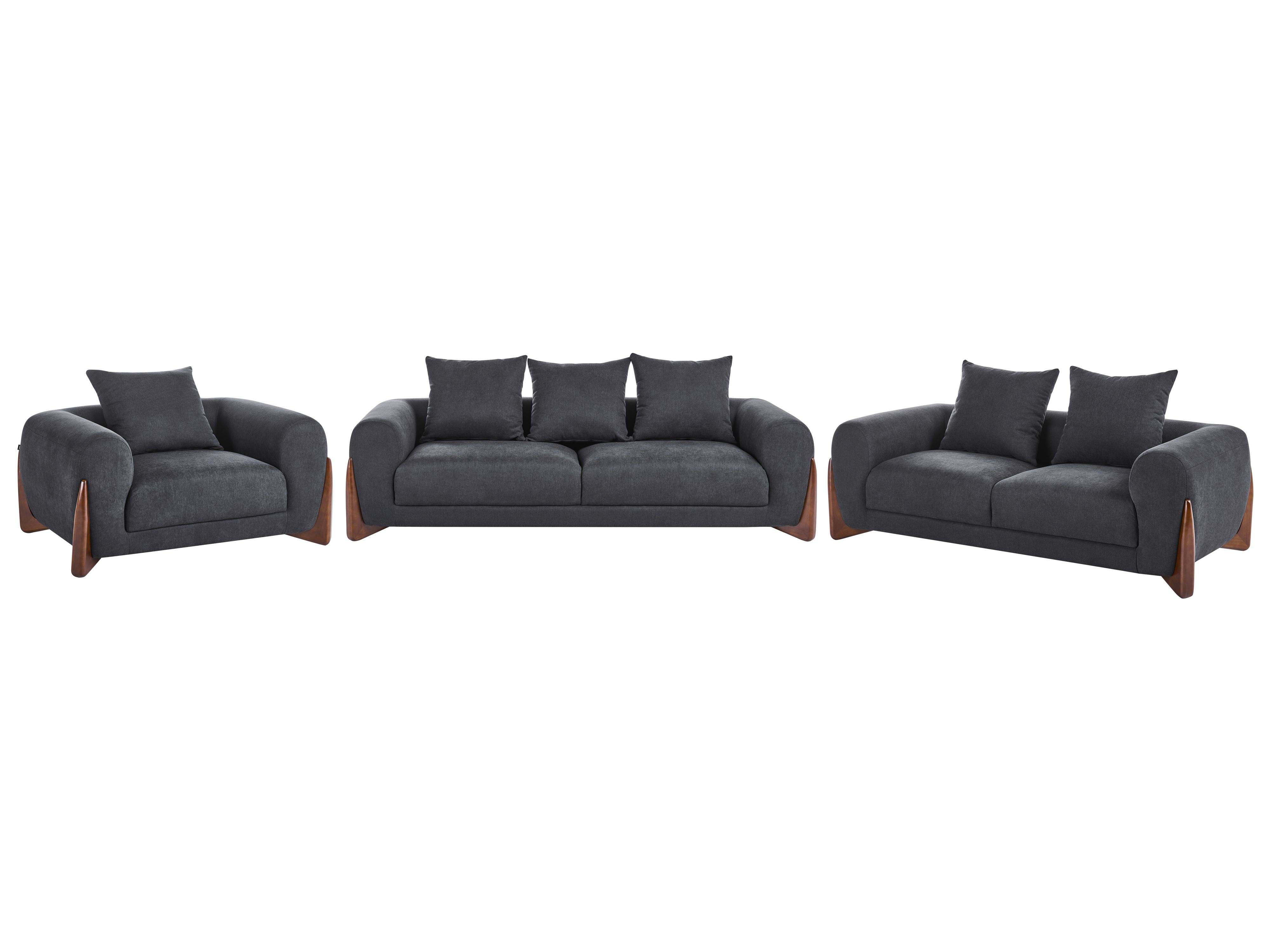 Living Room Set 6 Seater VINLIDEN Black