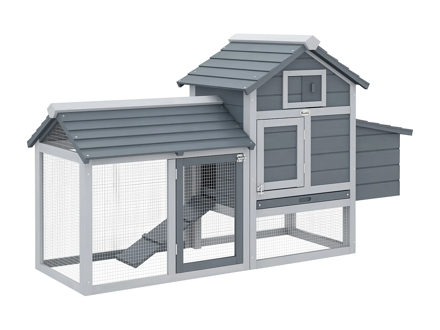 Poulailler cottage cage à poules sur pied dim. 151L x 54l x 87H cm multi-équipement bois pin gris