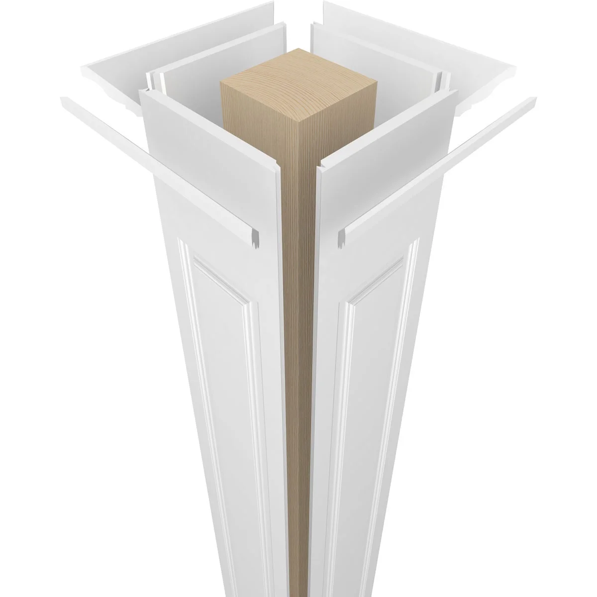 Ekena Millwork 6"W x 8'H Craftsman Classic Square Non-Tapered, Raised Panel PVC Column Kit, Crown Capital & Crown Base - Image 2