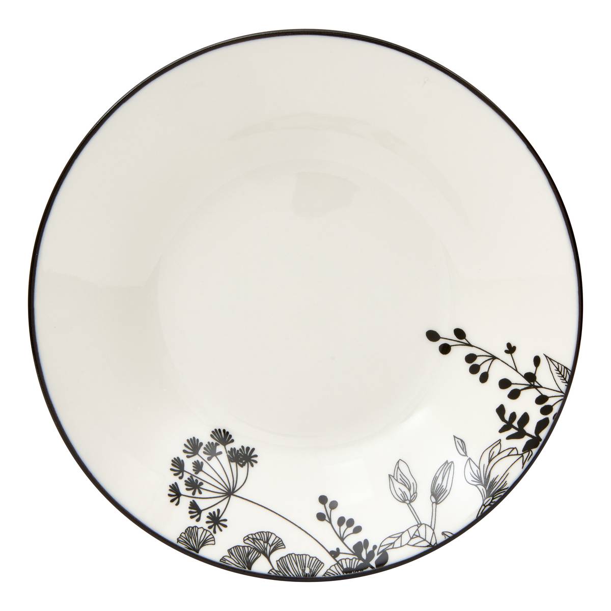 Set of 6 deep plates "White Floral" Porcelain, D.20.3 cm