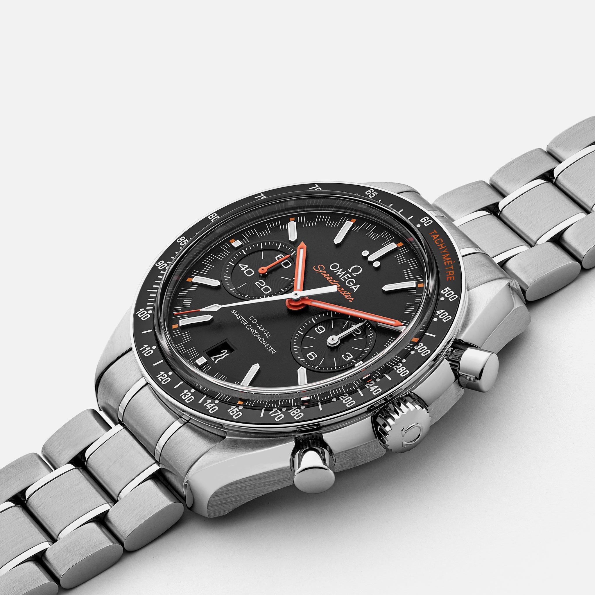 Speedmaster Racing Co-Axial Master Chronometer Chronograph 44.25mm Black Dial With Orange Accents On Bracelet(1:1 replica) - Top club