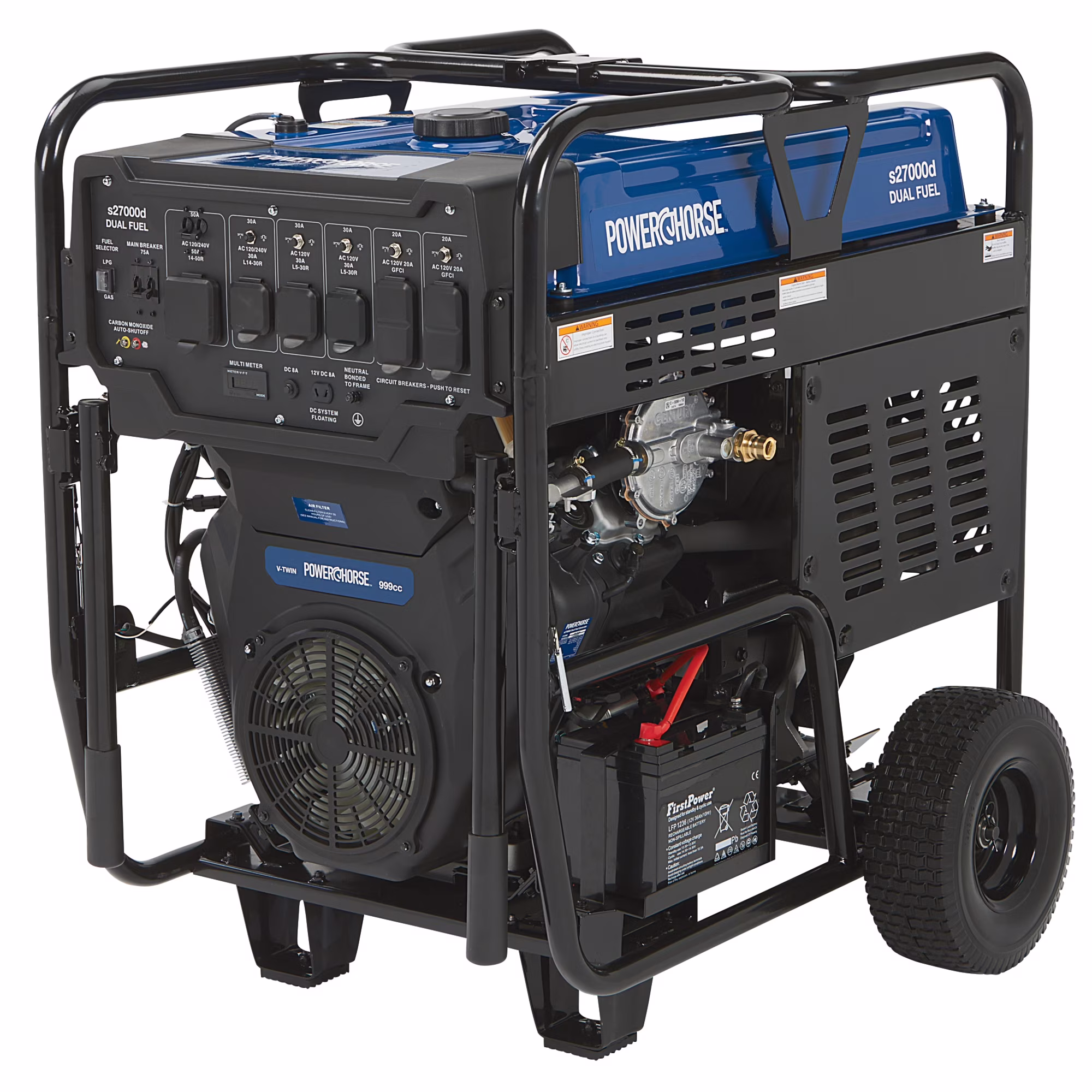 Powerhorse Portable Generator, 27,000 Surge Watts, 18,000 Rated Watts, 120/240V, Dual Fuel, Electric Start, CO Shutdown Powerhorse Portable Generator, 27,000 Surge Watts, 18,000 Rated Watts, 120/240V, Dual Fuel, Electric Start, CO Shutdown