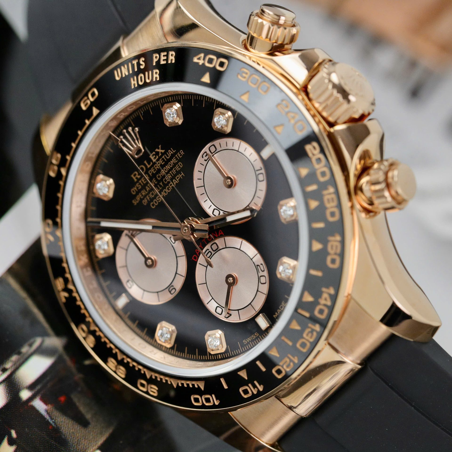 Rolex Daytona 126515 Dial Black Replica Watch Weight 163Gram Custom Gold Wrapped 40mm - Elite Watch Atelier