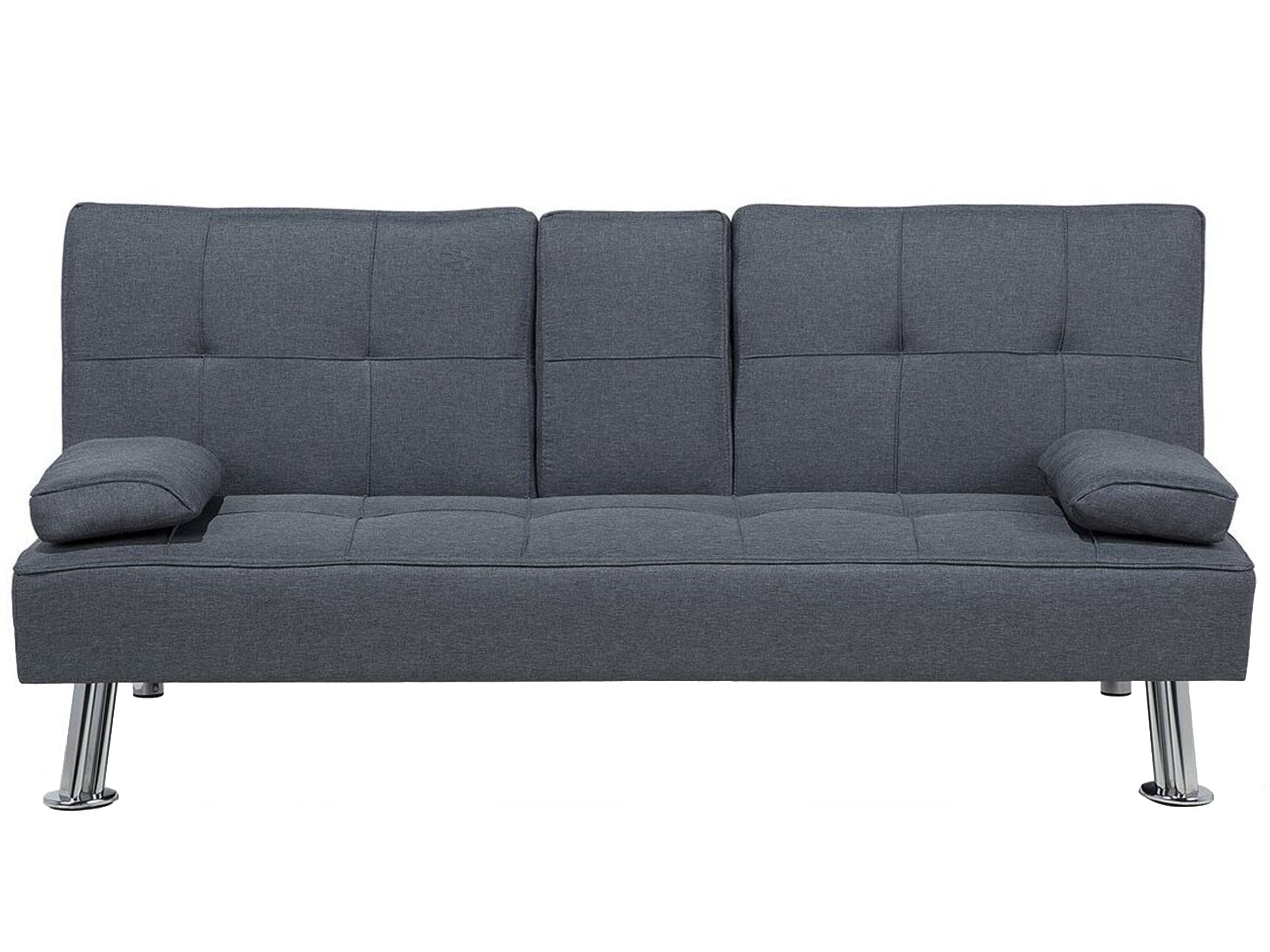 Sofa Bed 3 Seater ROXEN Fabric Dark Grey