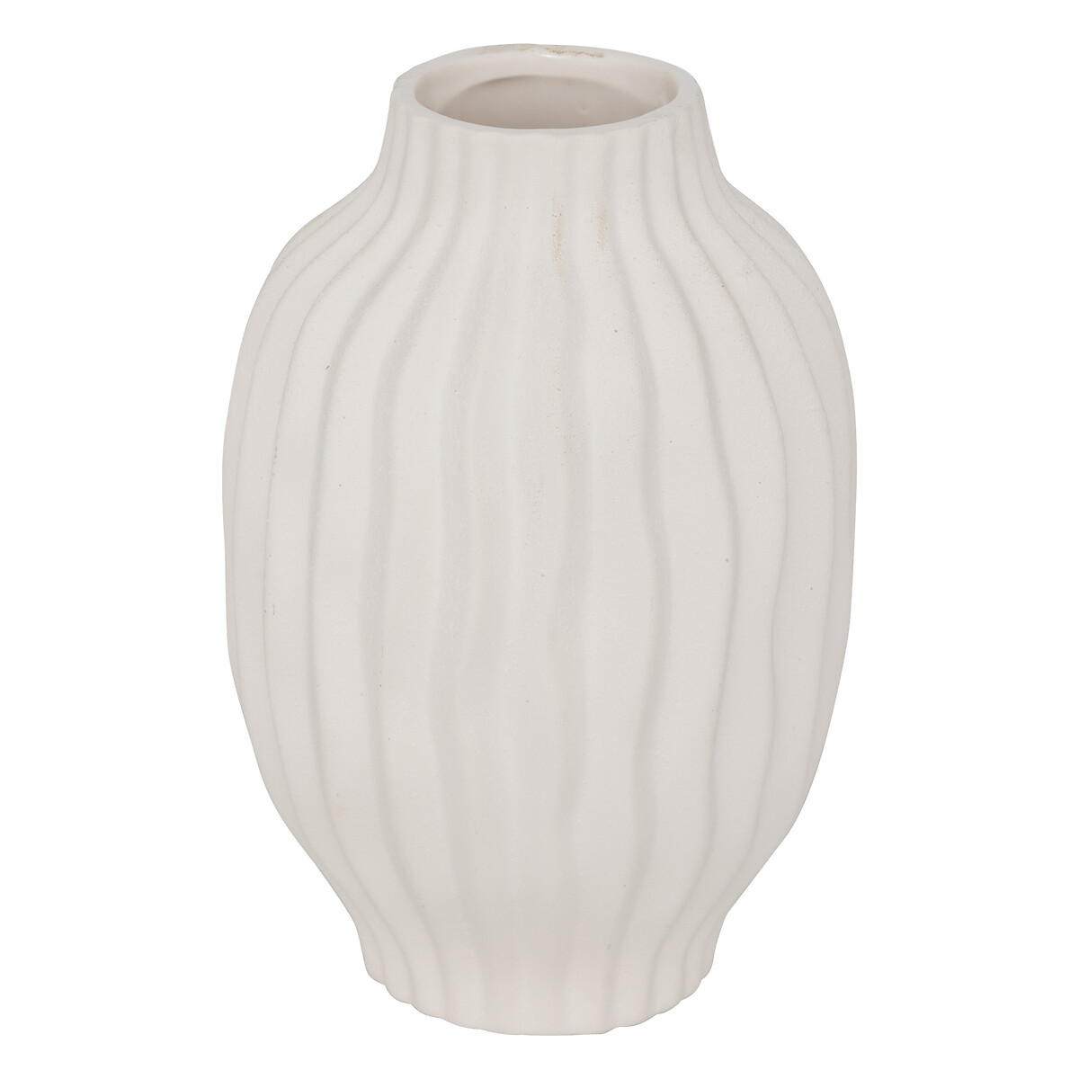 Striped vase "Fernan" Ceramic, White, H.22 cm