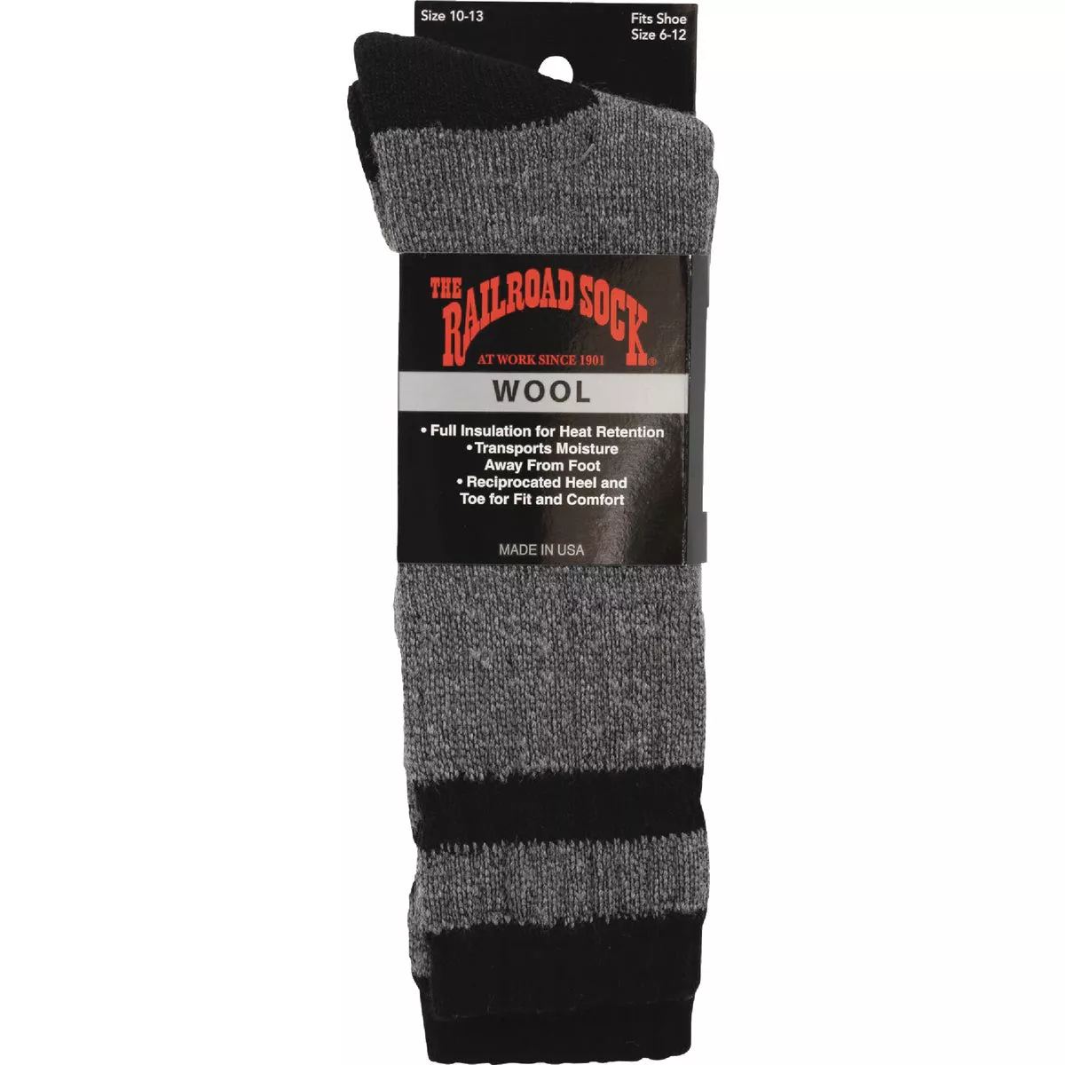 Railroad Sock Men's Black Stripe Wool Sock