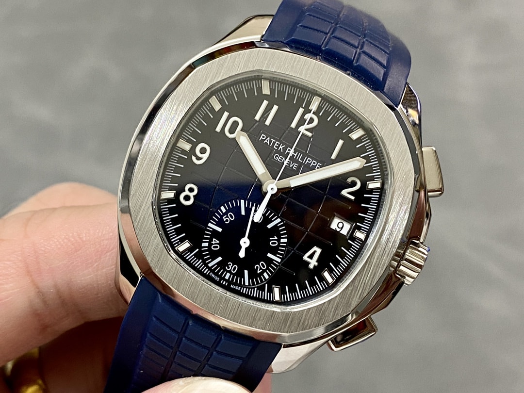Fake Patek Philippe Replica Watch Aquanaut Chronograph White Gold Blue Dial 5968G-001 MMA(1:1 replica) - Elite Watch Atelier