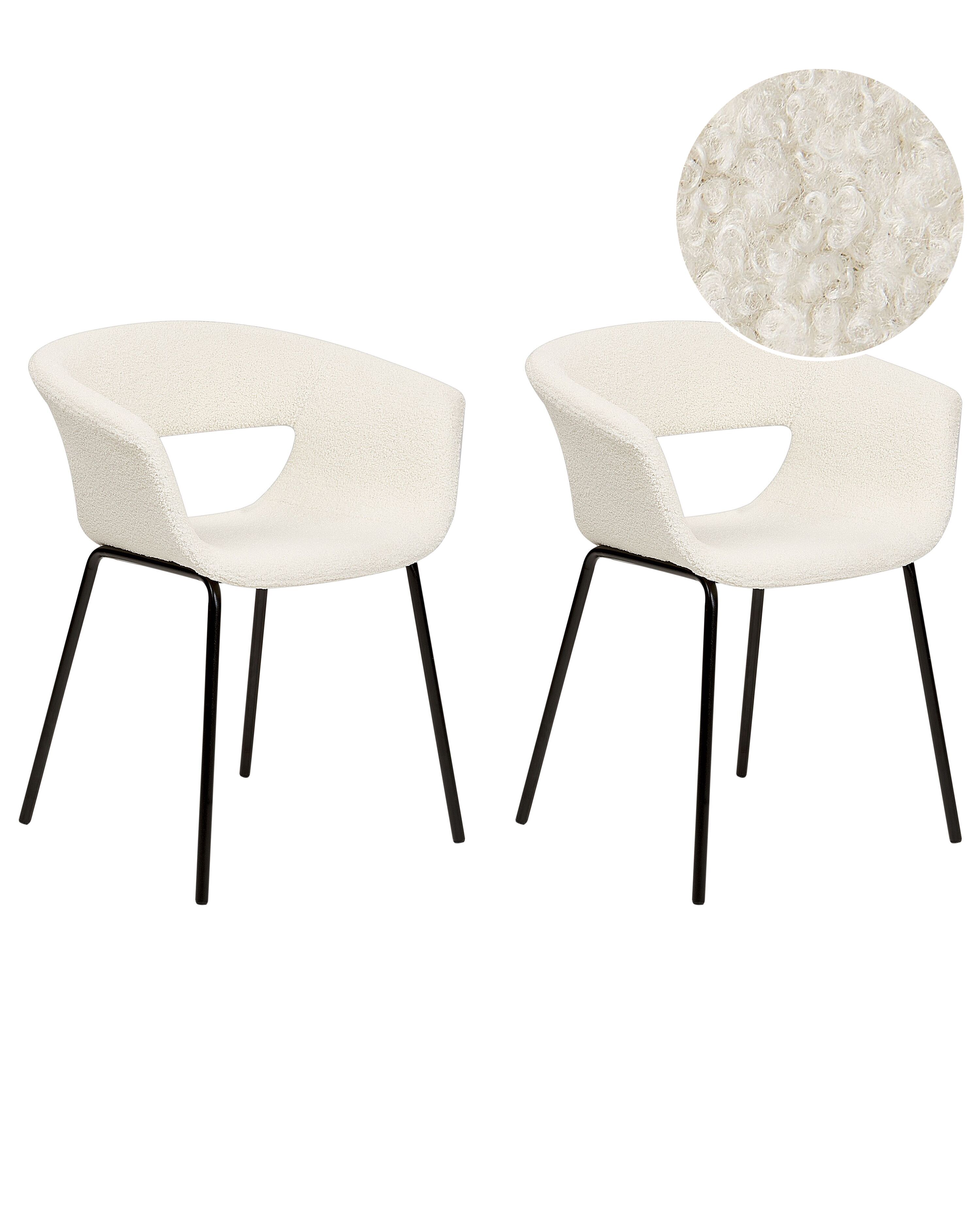 Set of 2 Dining Chairs ELMA Boucle Off-White