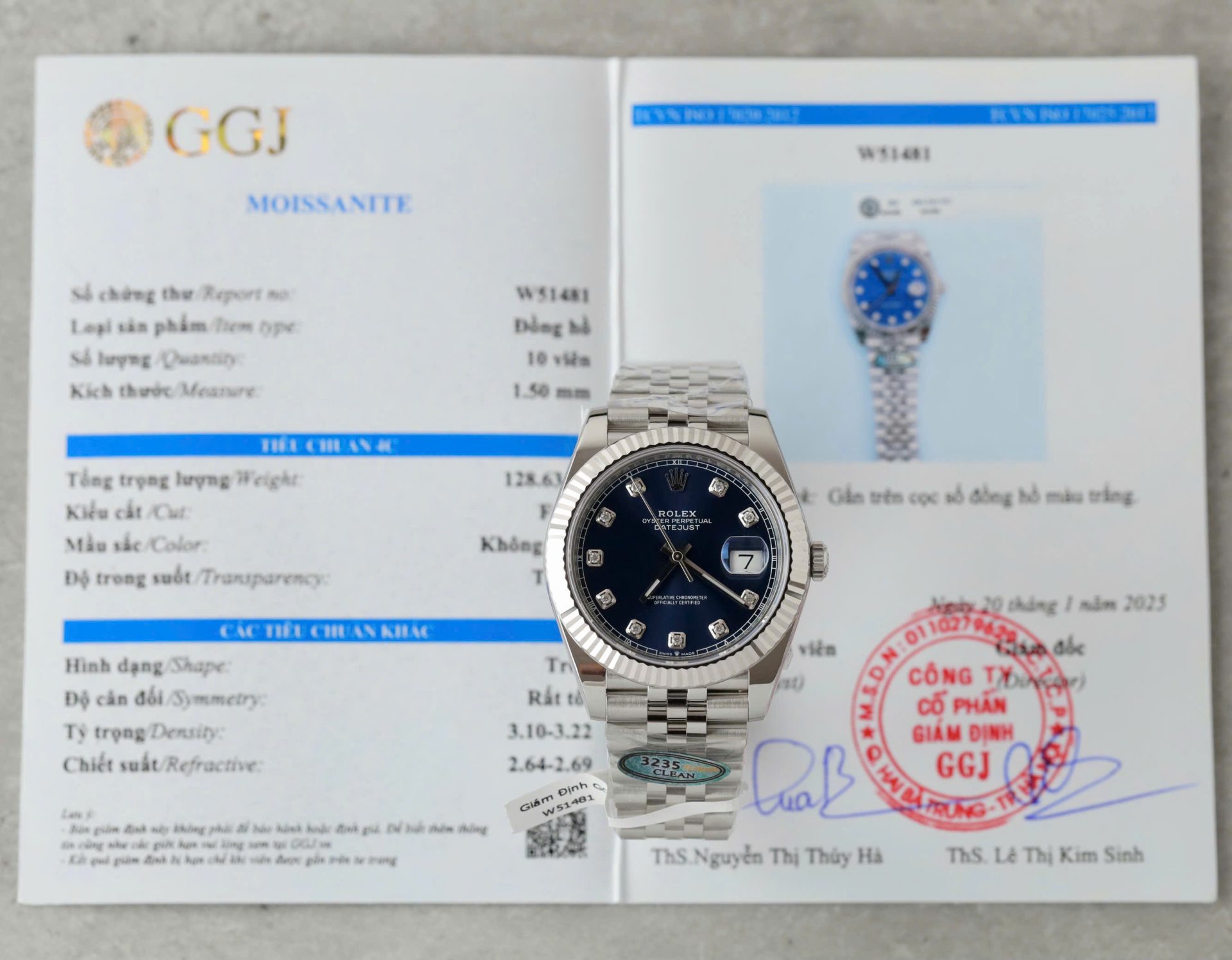 Rolex DateJust Knock Off Watches Blue Dial Moissanite Diamonds Clean Factory 41mm - Top club