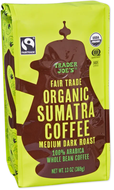 Fair Trade Organic Sumatra Coffee 13 Oz Arabica Medium Dark