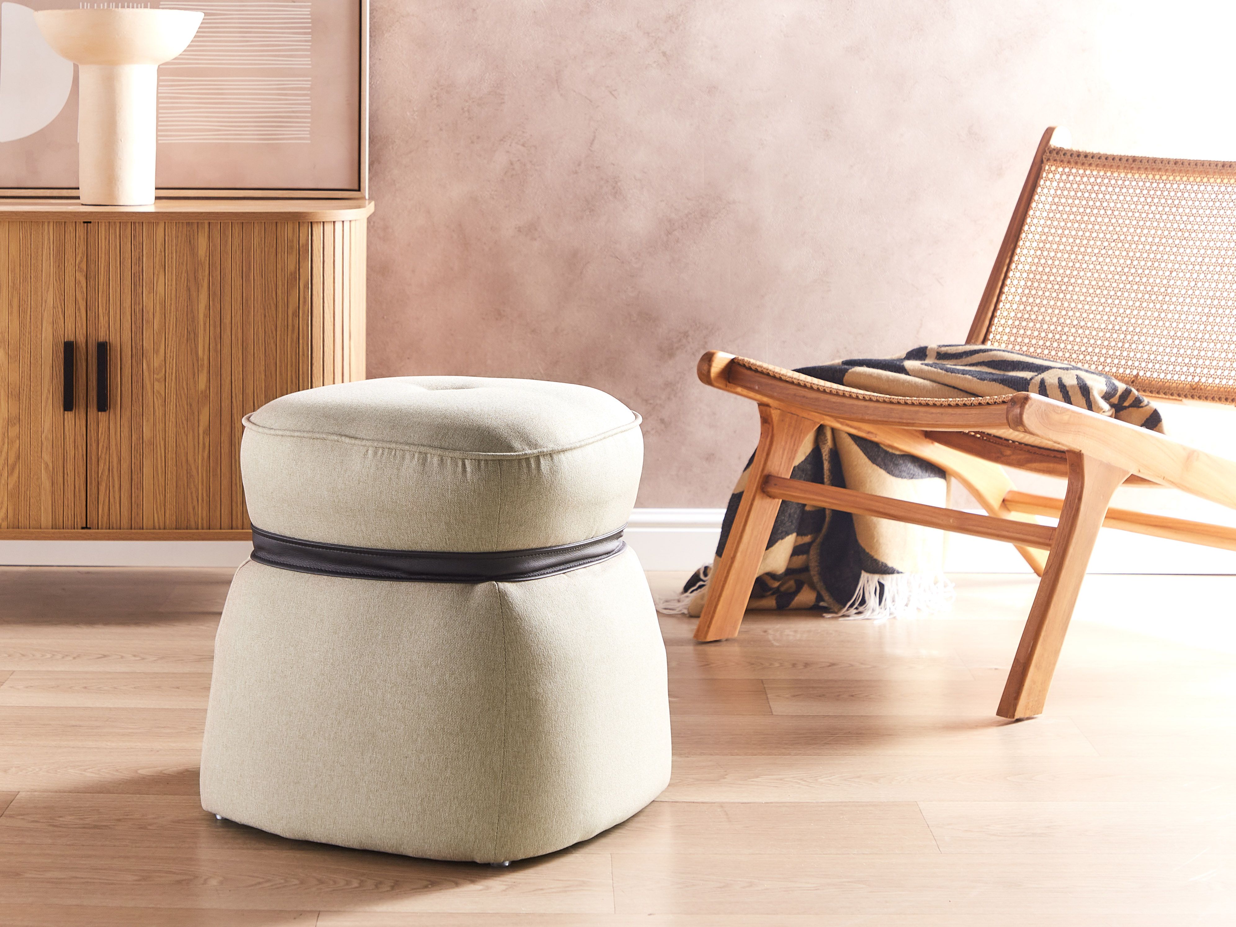 Pouffe MONTEREY Faux Linen Beige
