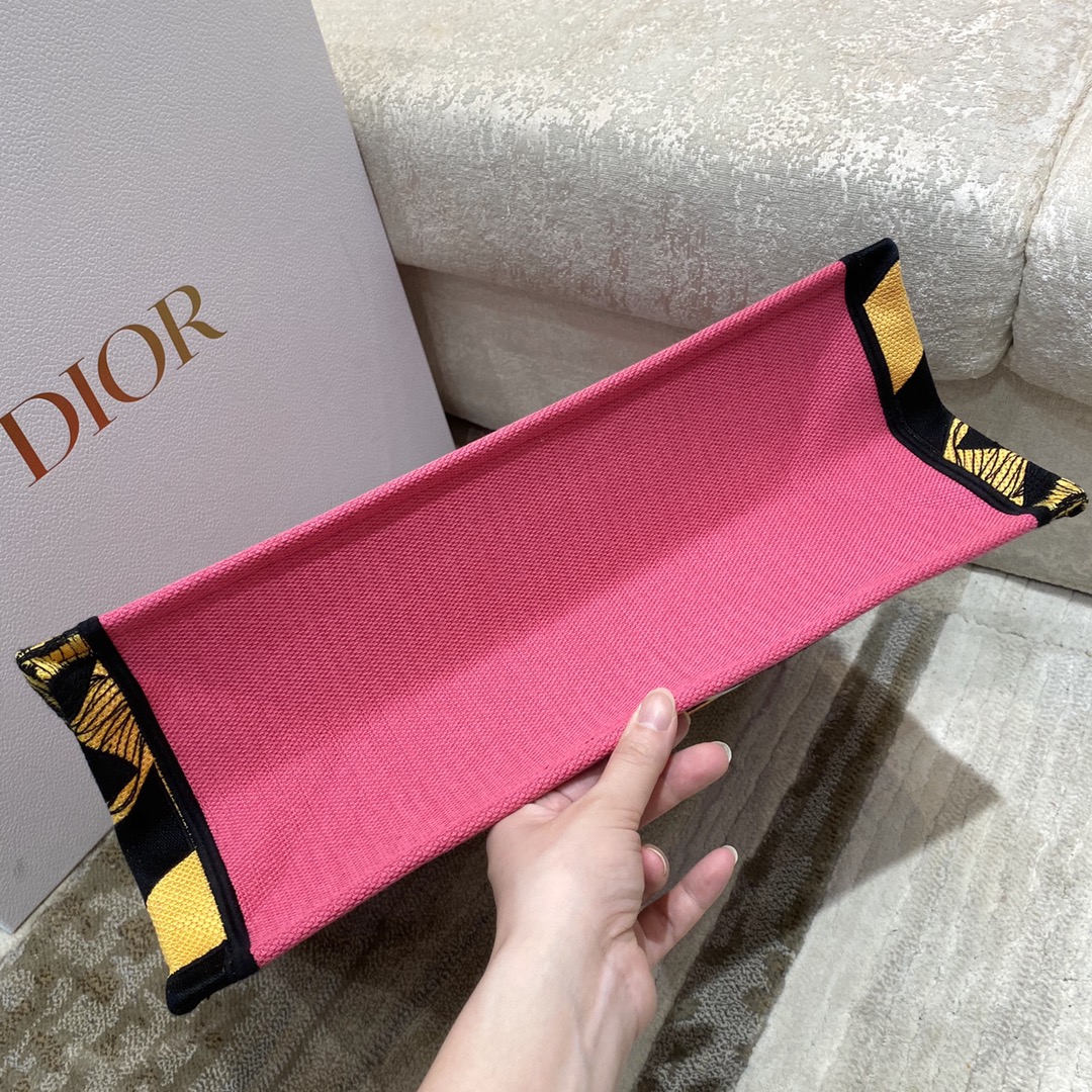 Christian Dior Large Dior Book Tote Multicolor Toile de Jouy Zoom Pop Embroidery, Fuchsia Pink, For Women Women’s Handbags, 41cm CD M1286ZROH_M929