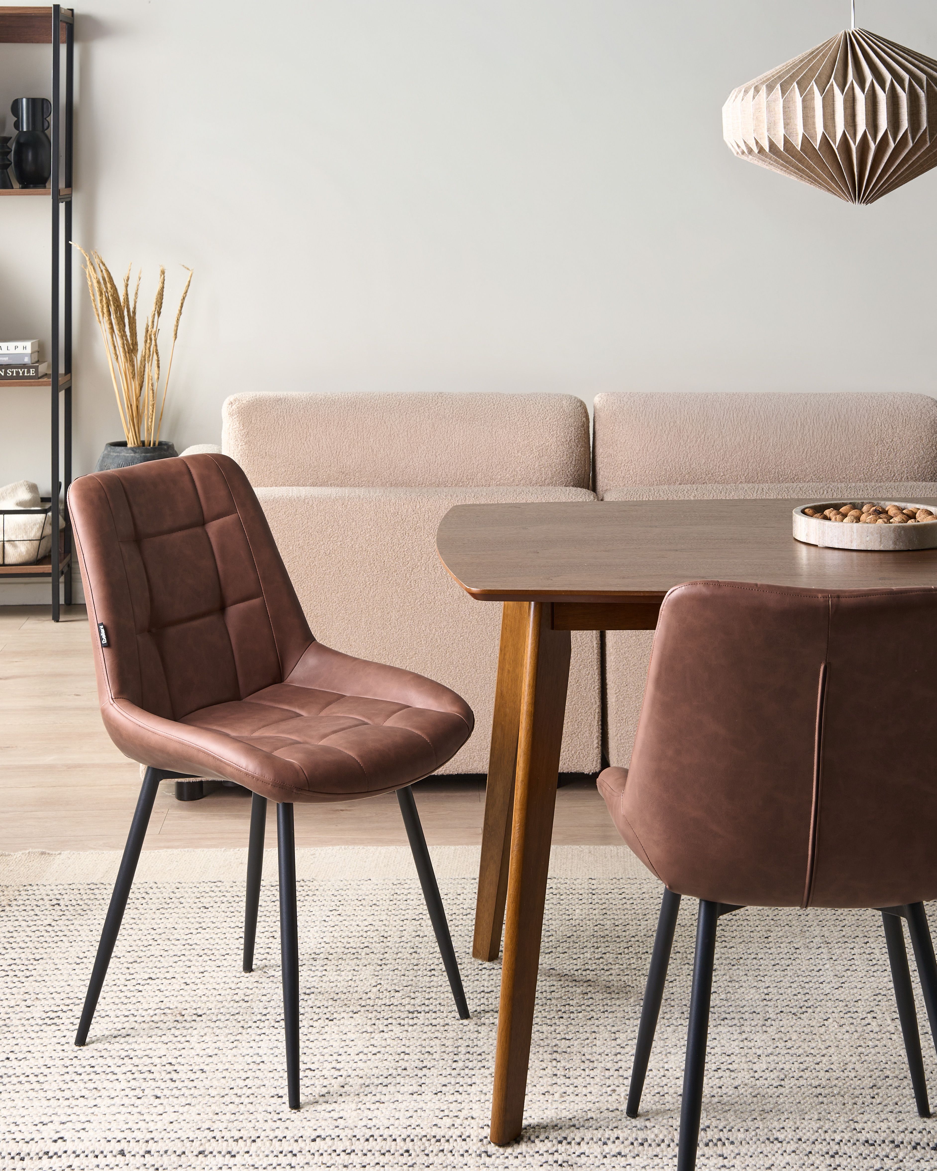 Set of 2 Dining Chairs MELROSE Faux Leather Brown