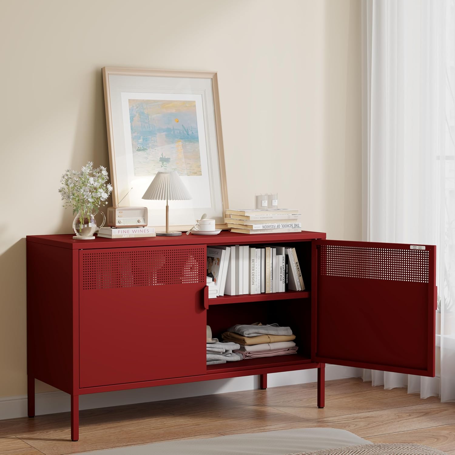 Metal Storage Cabinet with 2 Doors & Adjustable Shelves, 25