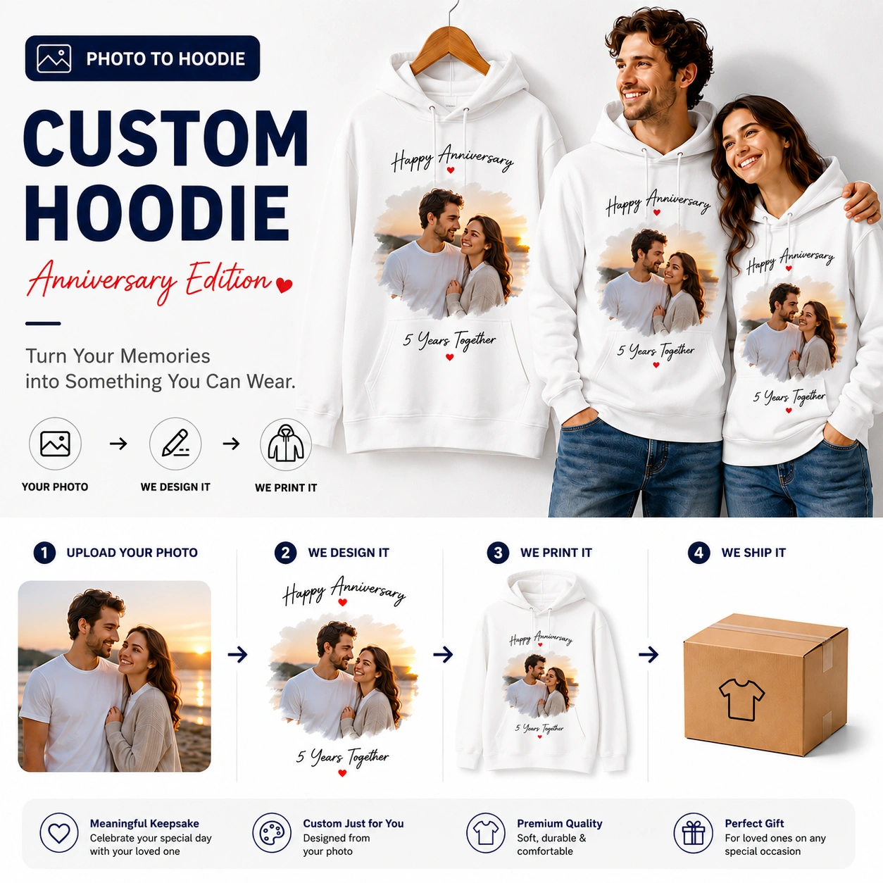 Anniversary Edition | Custom Solid Color Anniversary Photo Hoodie
