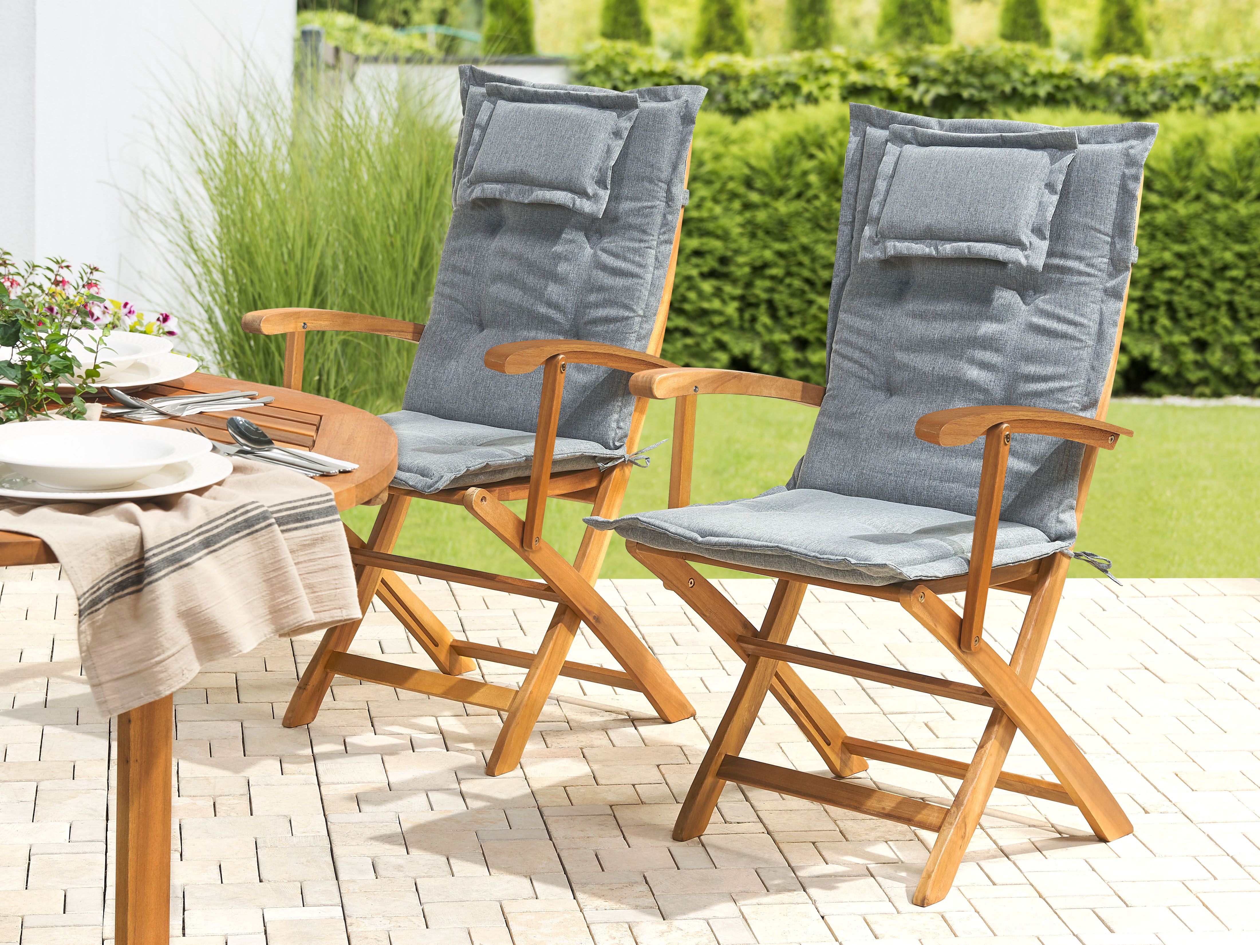 Set of 2 Back/Seat Cushions MAUI 40 x 54 cm Grey