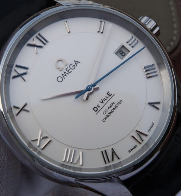 Replica Omega V6 De Ville 41mm SS White Dial Black Leather Strap A8500 - Top club