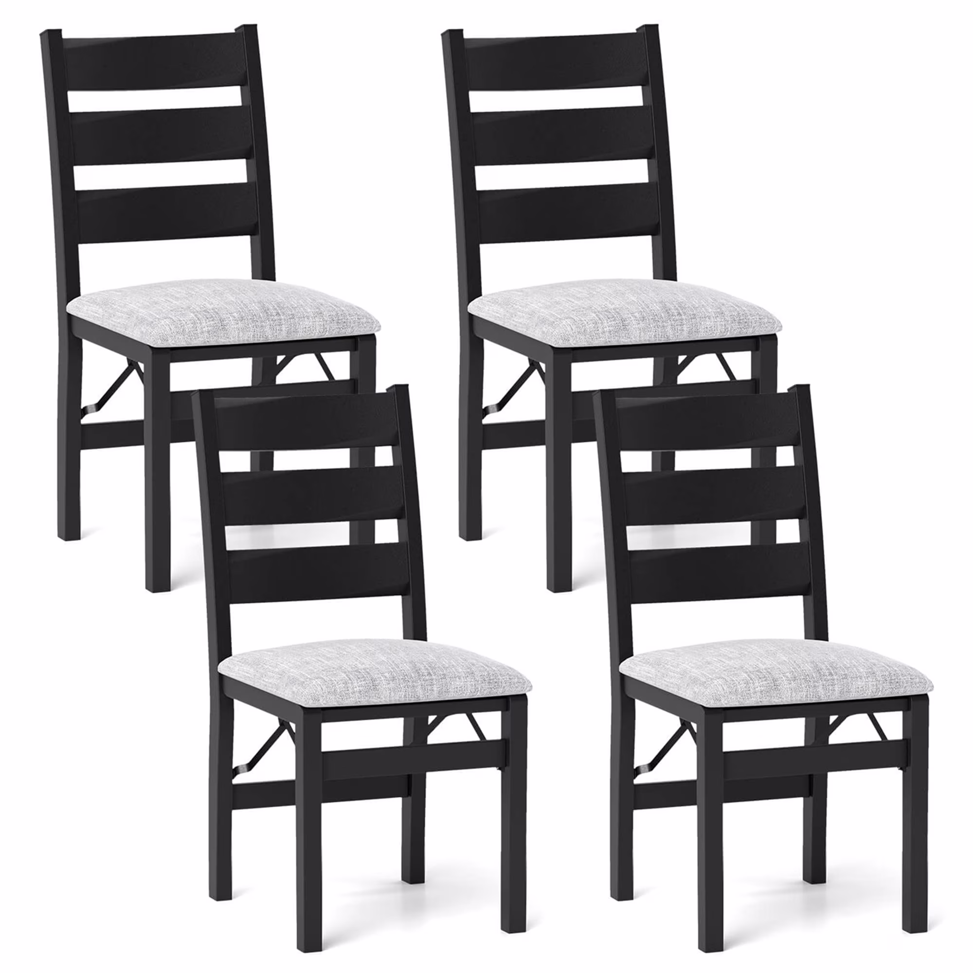 Costway Folding Chairs Set of 2 Modern Upholstered Chairs with Comfy Backrest & Padded Seat - Image 3