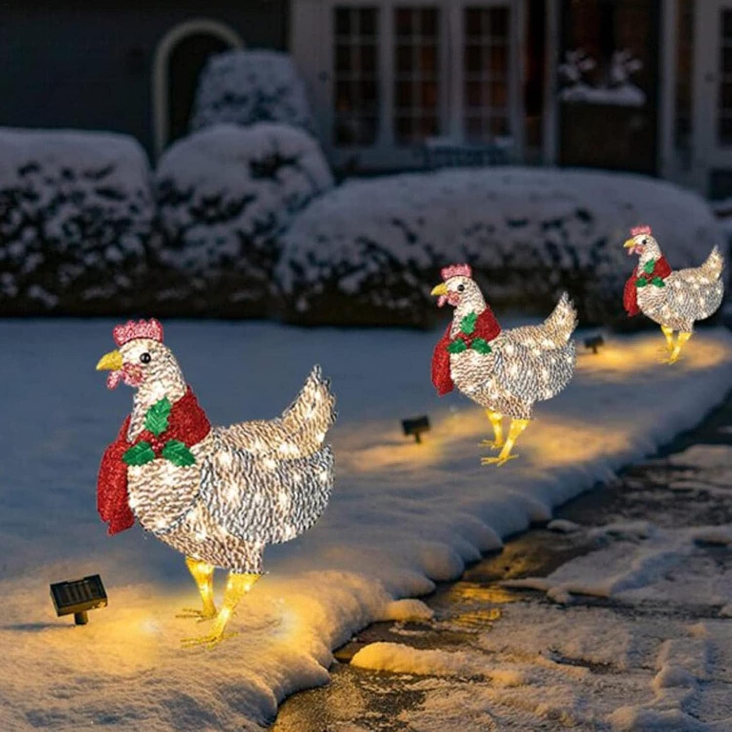 Lichtgevende Kippentuindecoratie met Sjaal – Duurzaam Acryl en Metaal, 20 Warmwitte LED's voor Binnen en Buiten