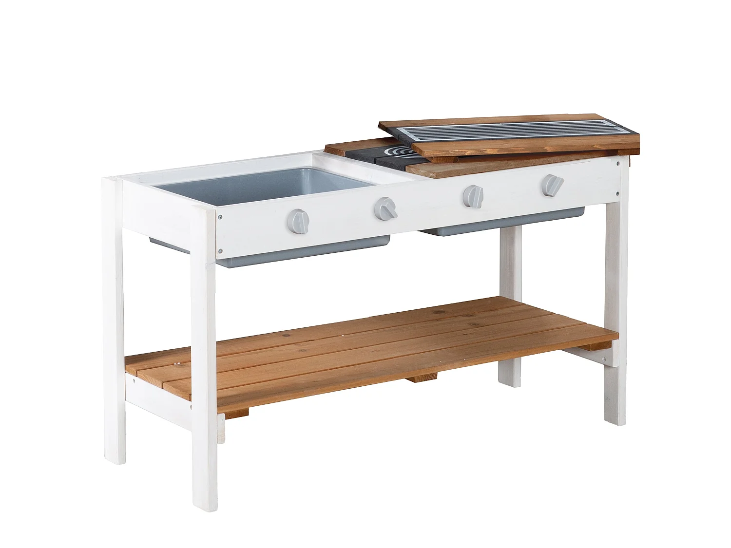 Roba Outdoor Play Kitchen Extension Set pour Playhouse 456067 Blanc-Marron