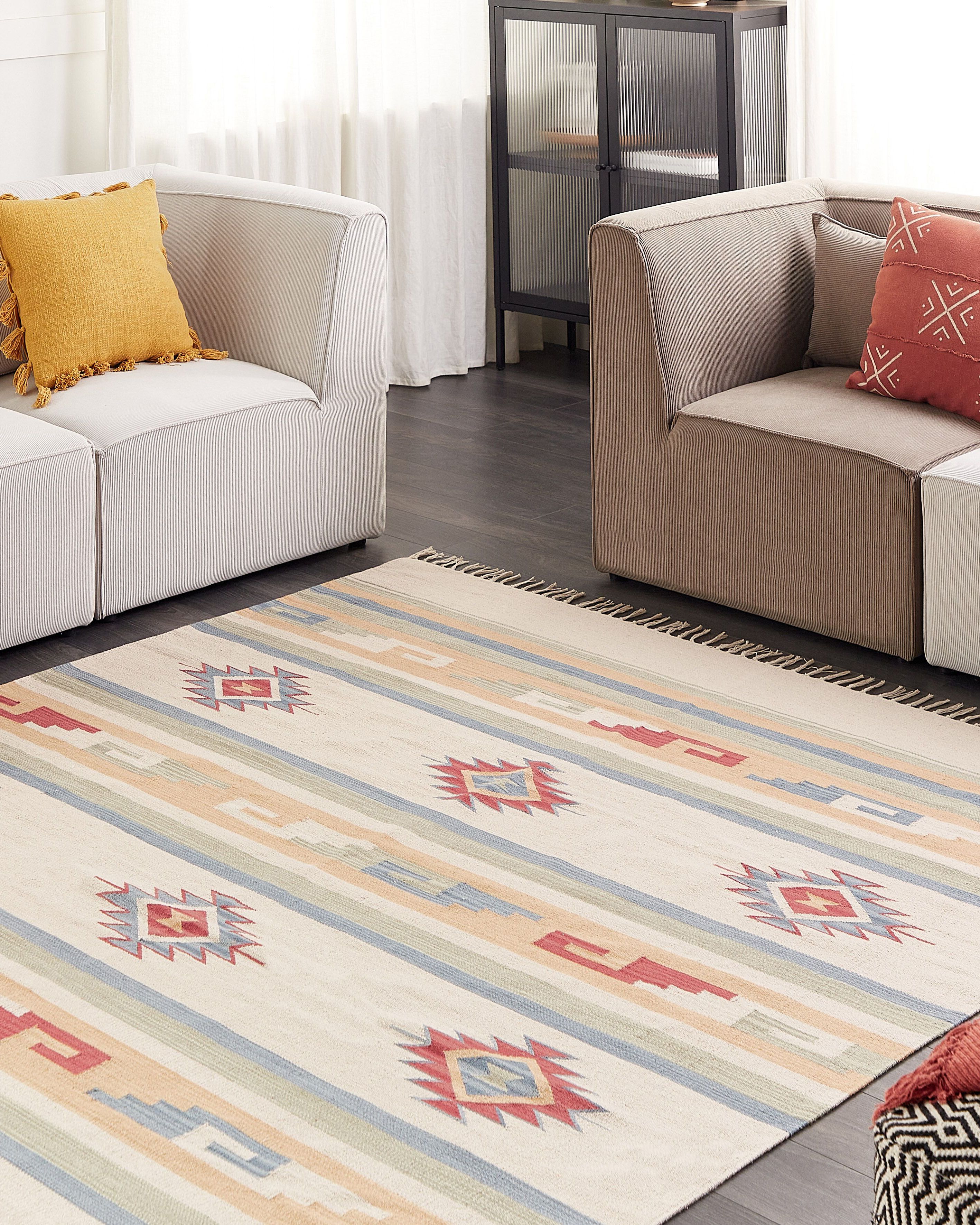 Rug APARAN Beige 200 x 300 cm Cotton Kilim