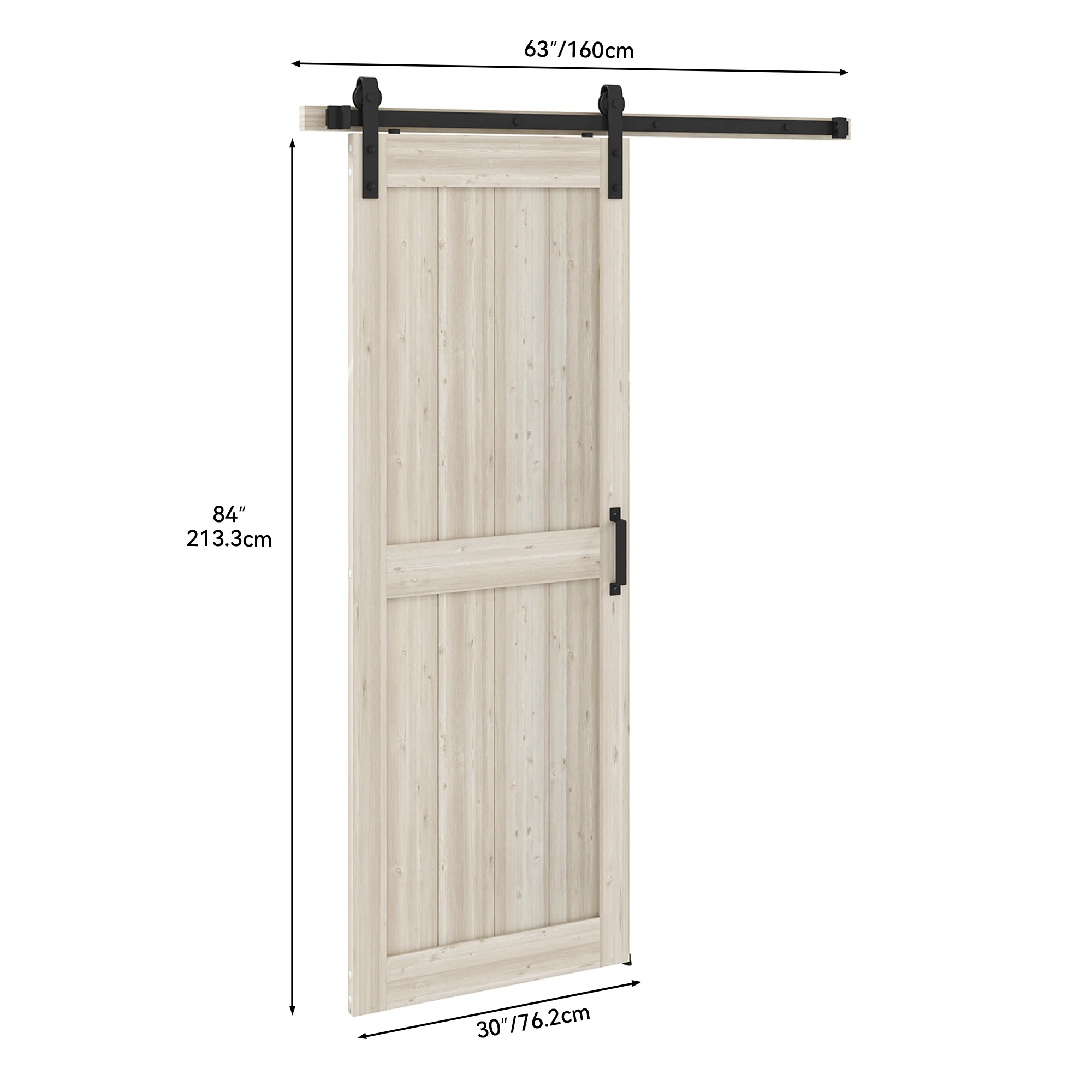 Uforic 48" x 84" Silding Barn Door,with Hardware Kit Rail,and Handle,Pulleys, Gray - Image 15