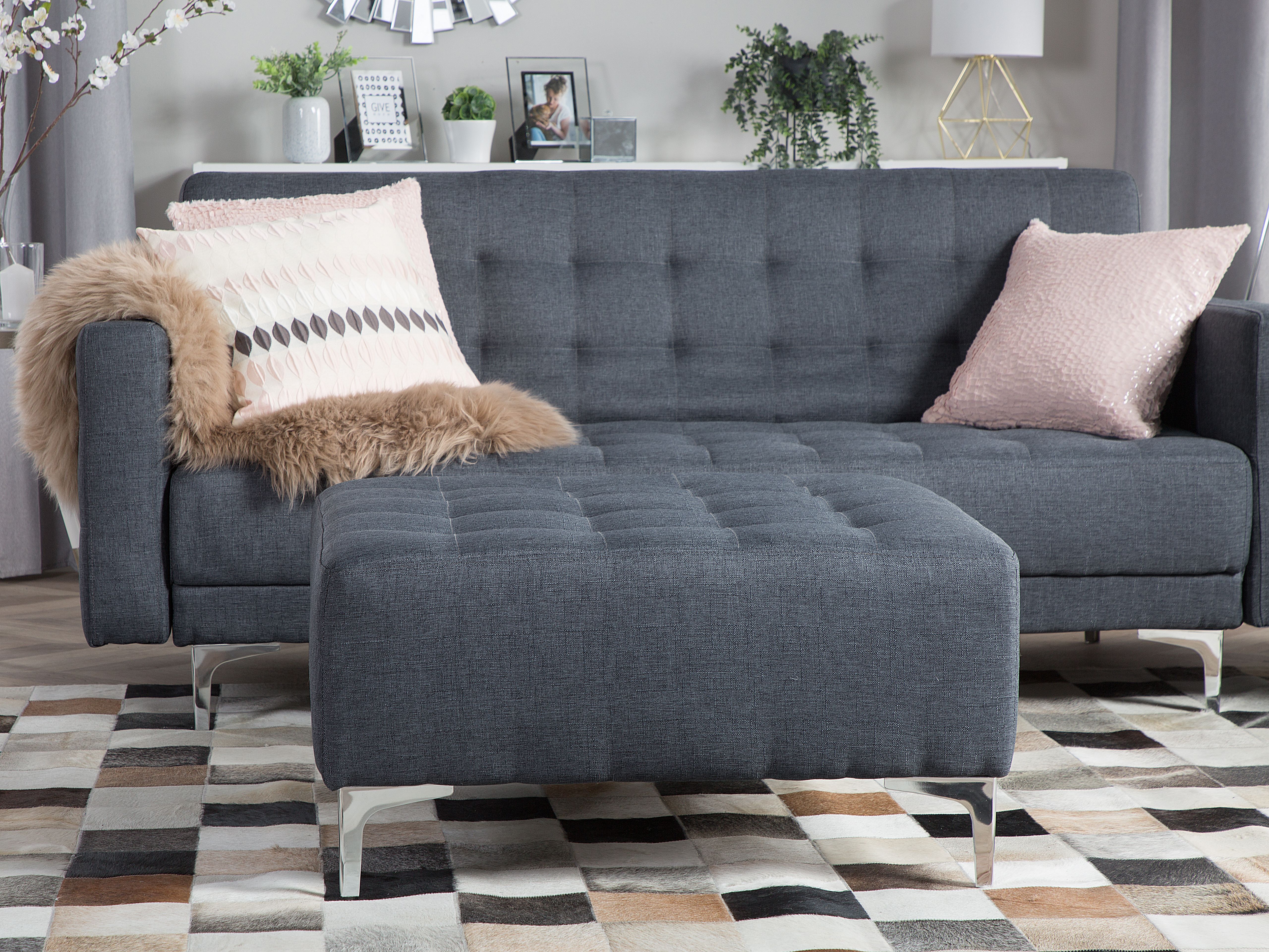 Ottoman ABERDEEN Fabric Dark Grey