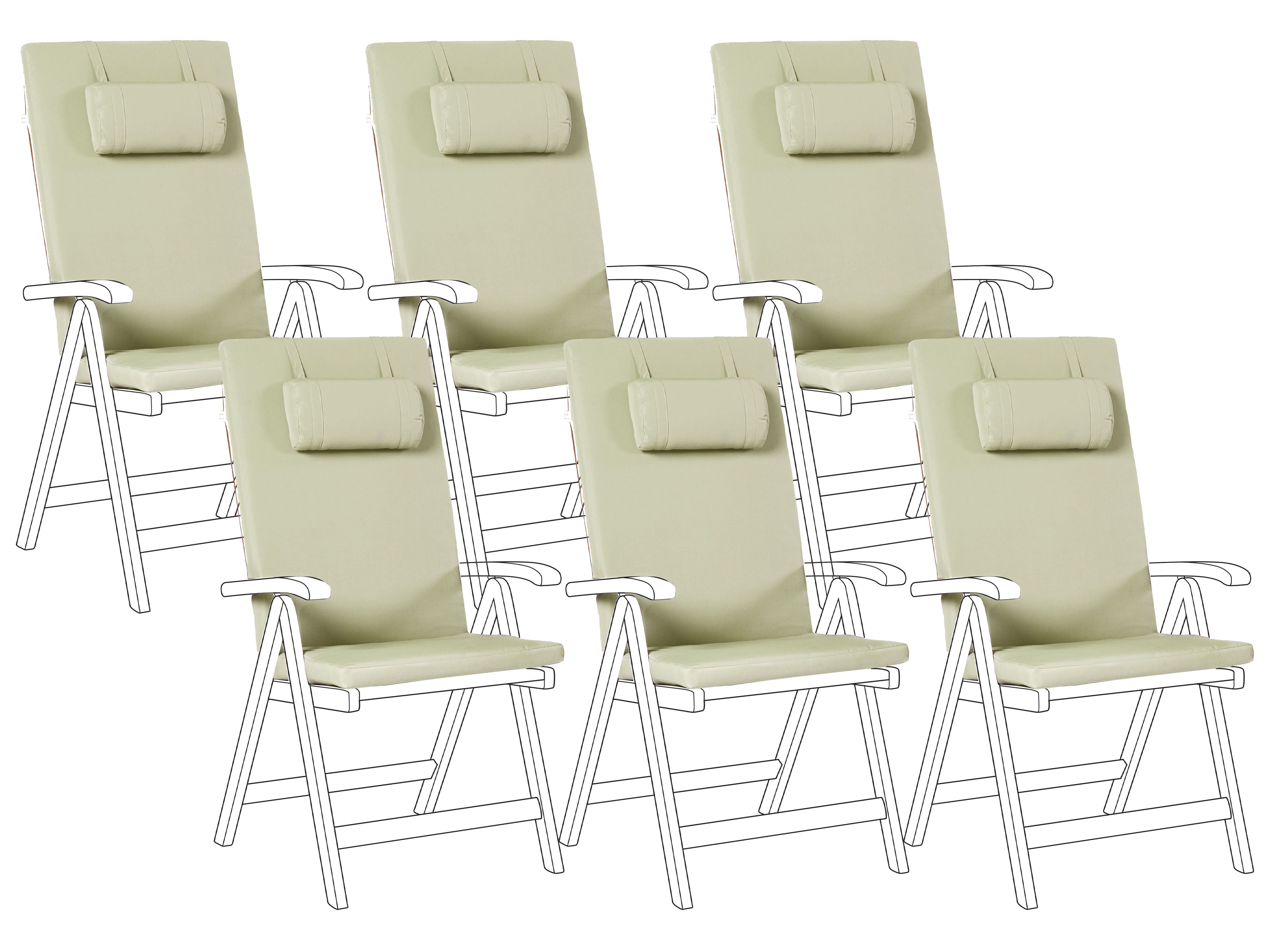 Set of 6 Back/Seat Cushions JAVA/AMANTEA PREMIUM 50 x 70 cm Green