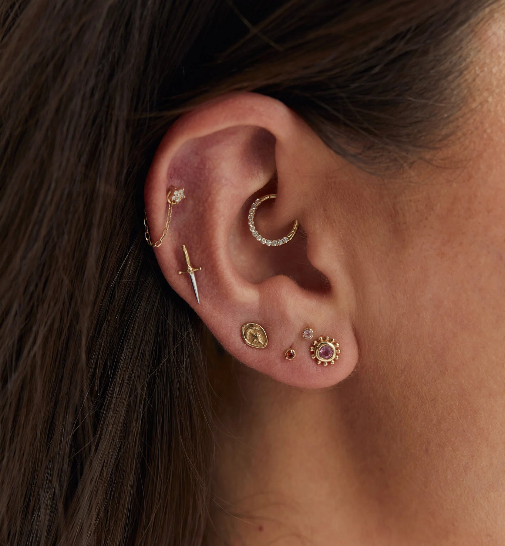 Vesper Piercing Front 14K