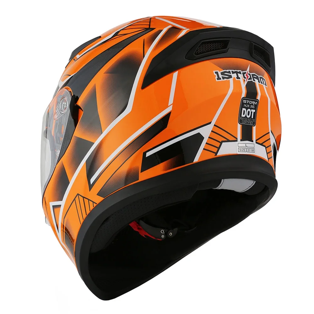 1Storm Motorcycle Modular Full Face Flip up Dual Visor Helmet + Spoiler + Motorcycle Bluetooth Headset: HJK316 Mechanic Red - Image 44