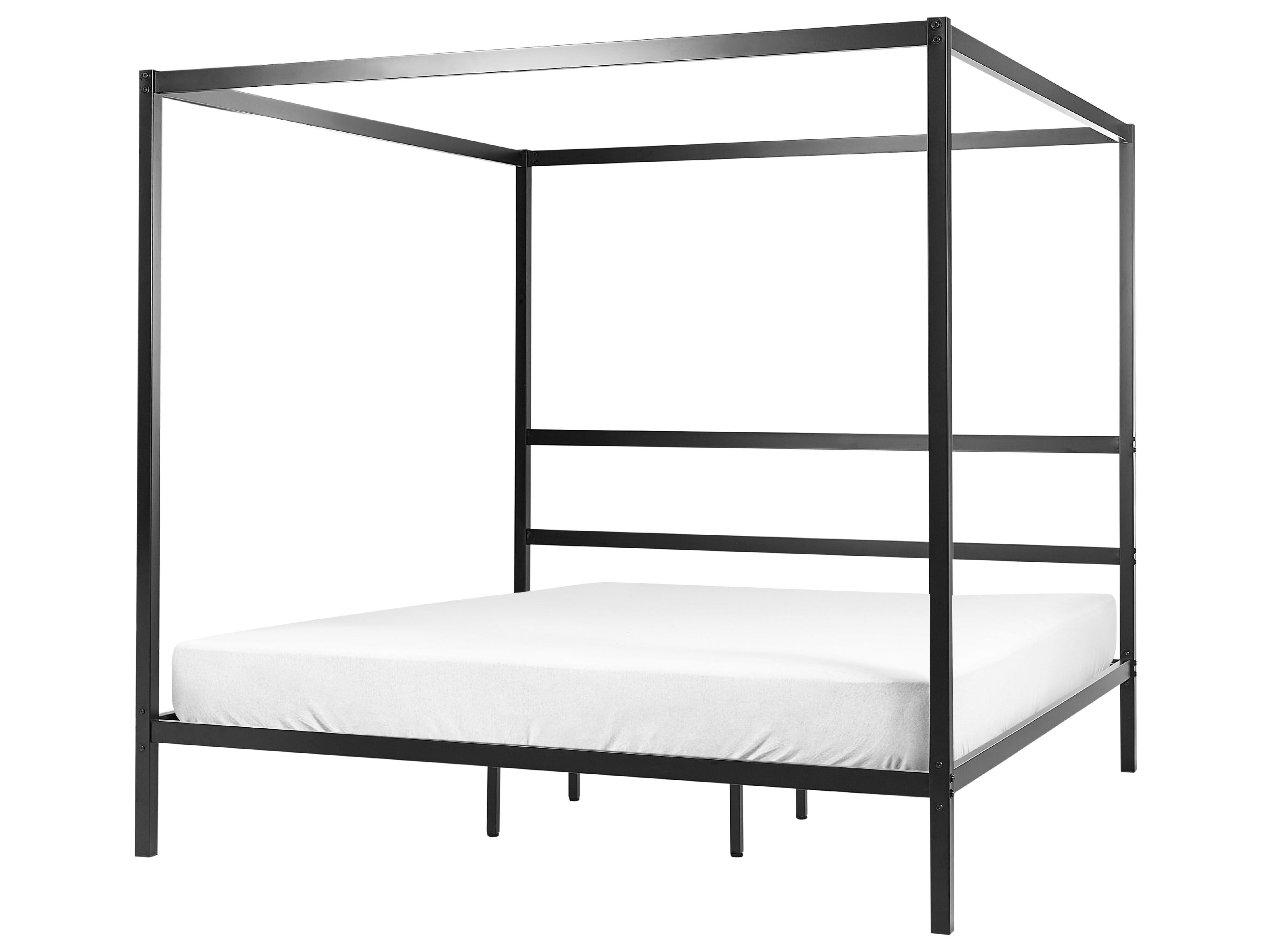 Four Poster Bed Metal LESTARDS 180 x 200 cm (EU Super King) Black