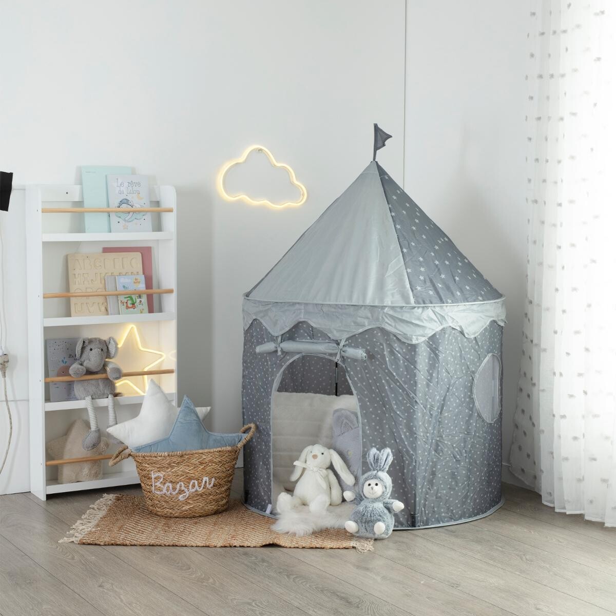 Kids Pop-up Tent Grey, H.135 cm