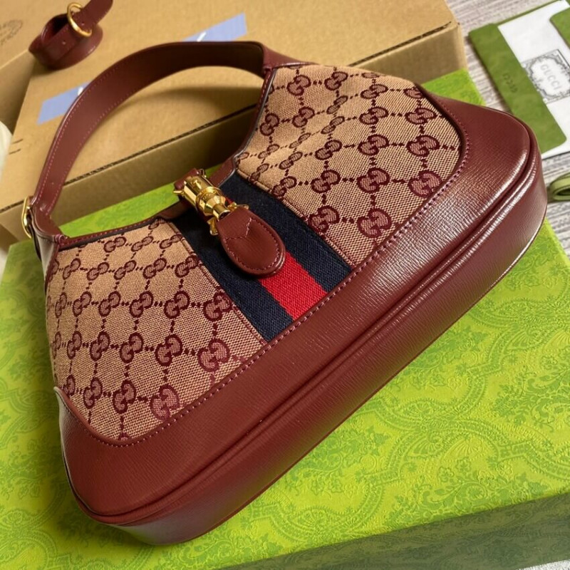 Replica Gucci Jackie 1961 Small Shoulder Bag 636706 In Burgundy Gg Canvas1:1High-quality replica